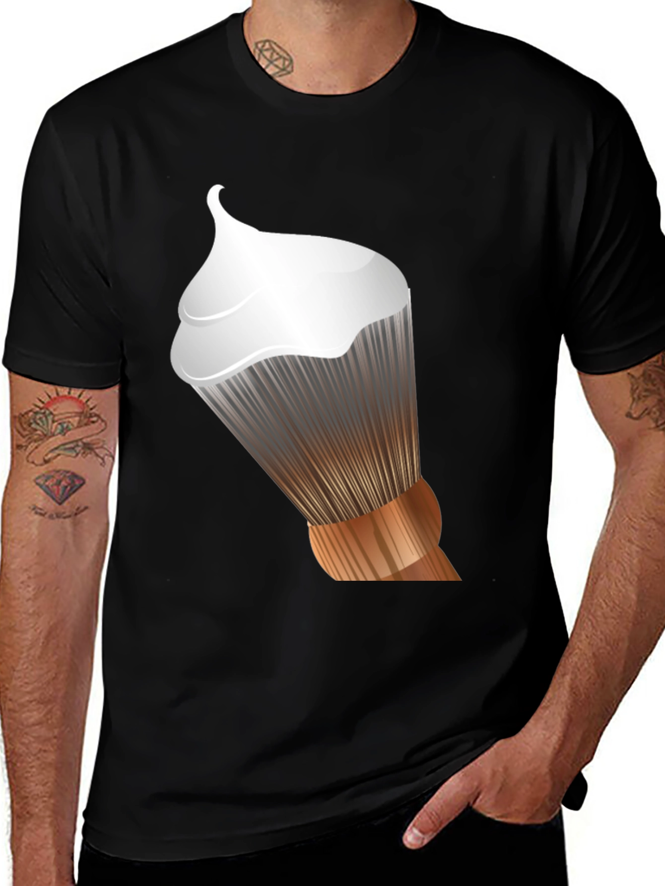 Variant 22 of Men's Graphic T-Shirt - Shaving Brush Design