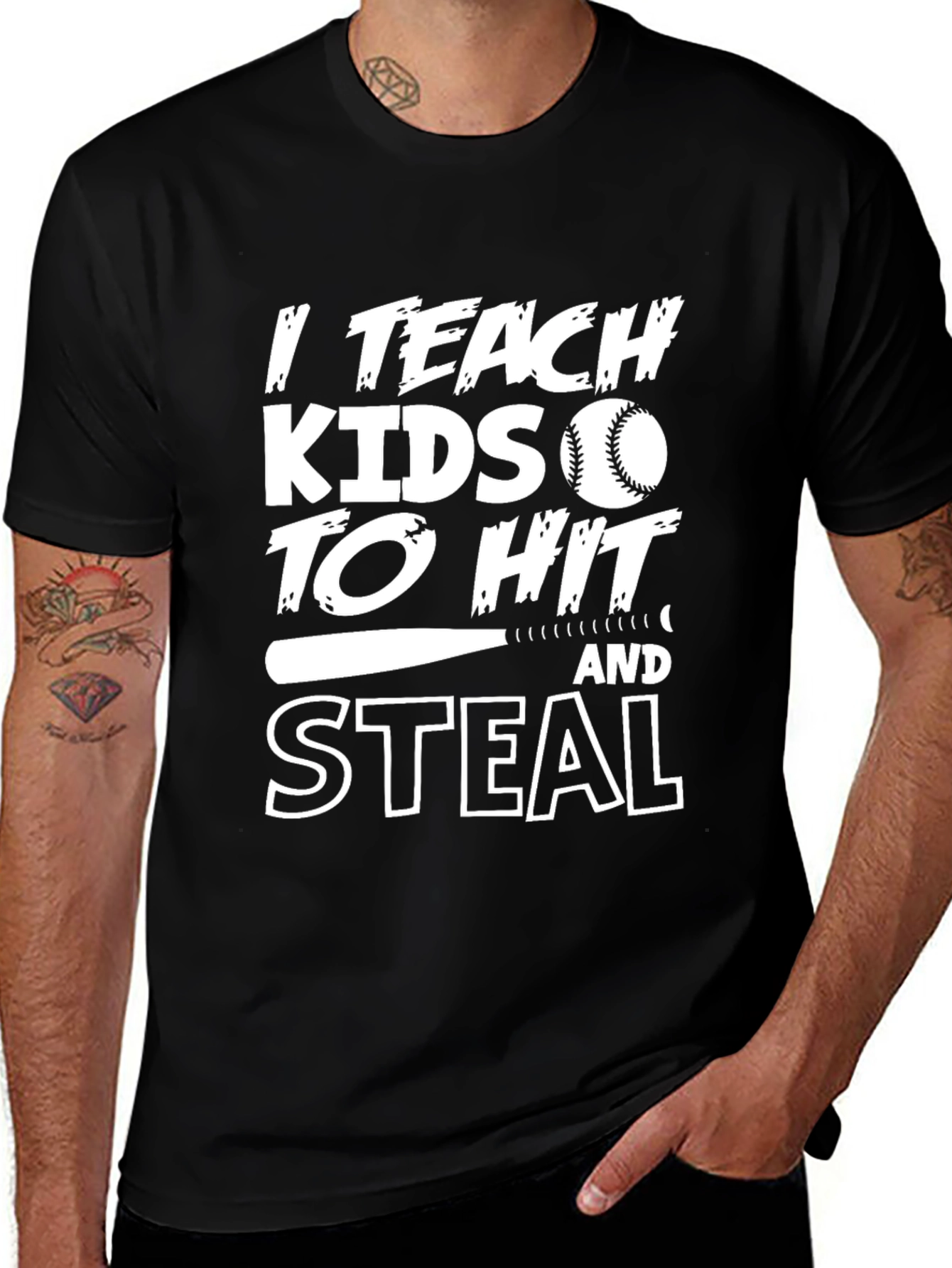 Variant 27 of I Teach Kids to Hit & Steal Baseball T-Shirt