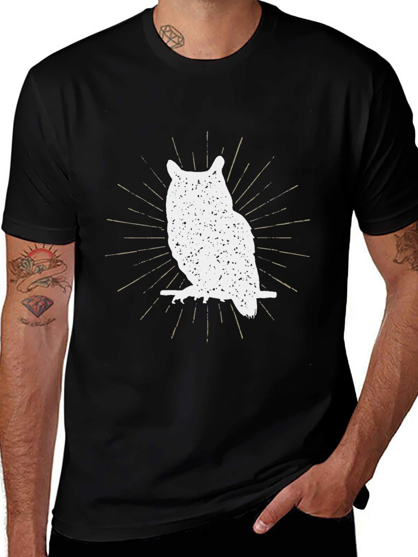Variant 21 of Cool Owl Graphic Tee - Black Cotton T-Shirt