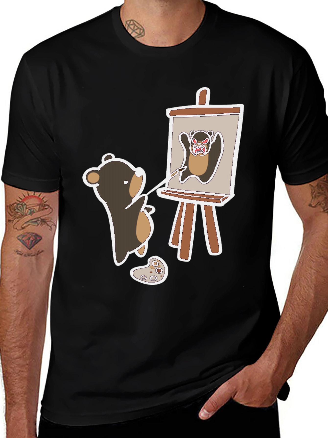 Variant 15 of Bear Artist T-Shirt - Painting Graphic Tee