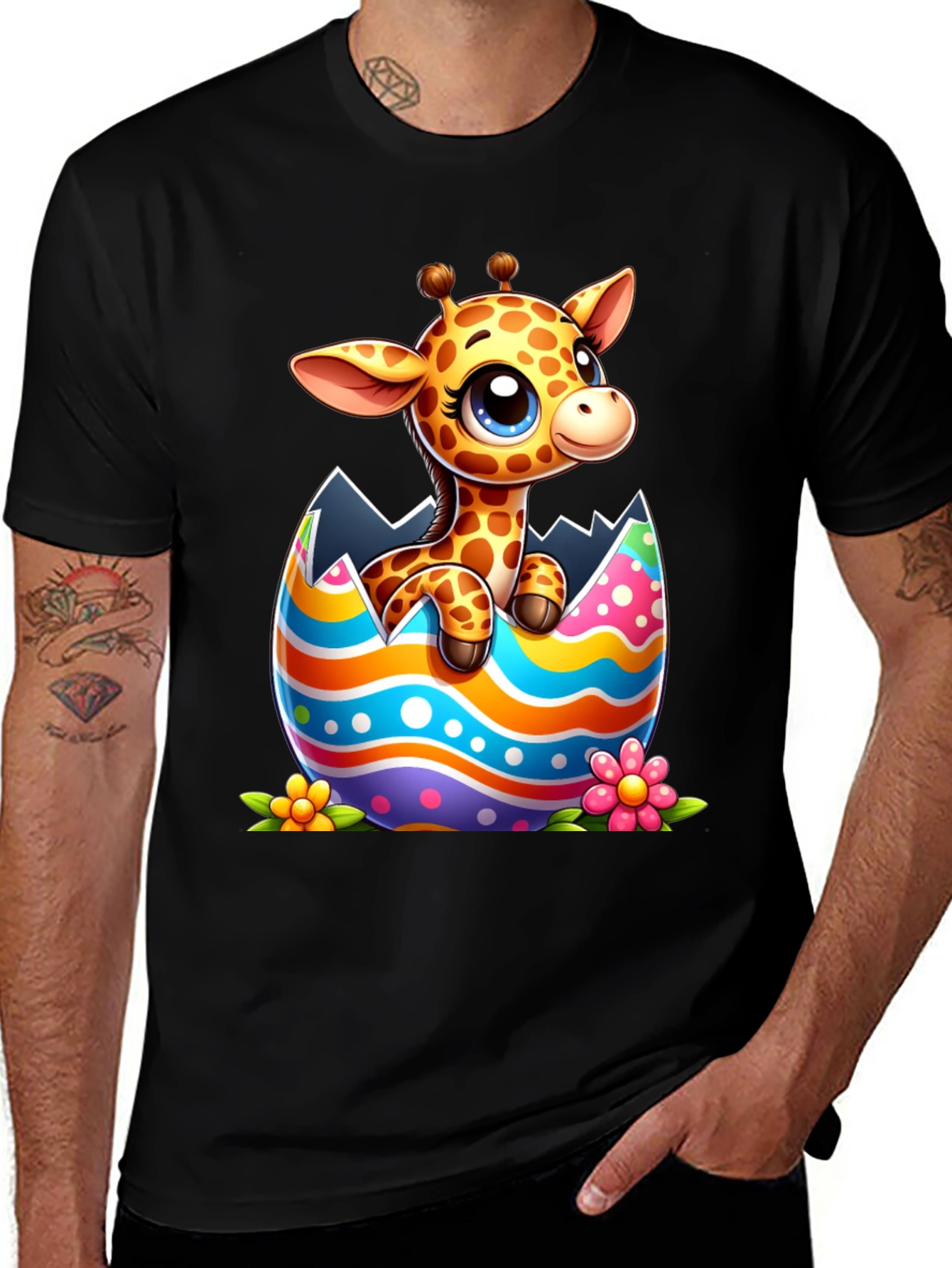 Variant 14 of Cute Giraffe Easter Egg Graphic Tee