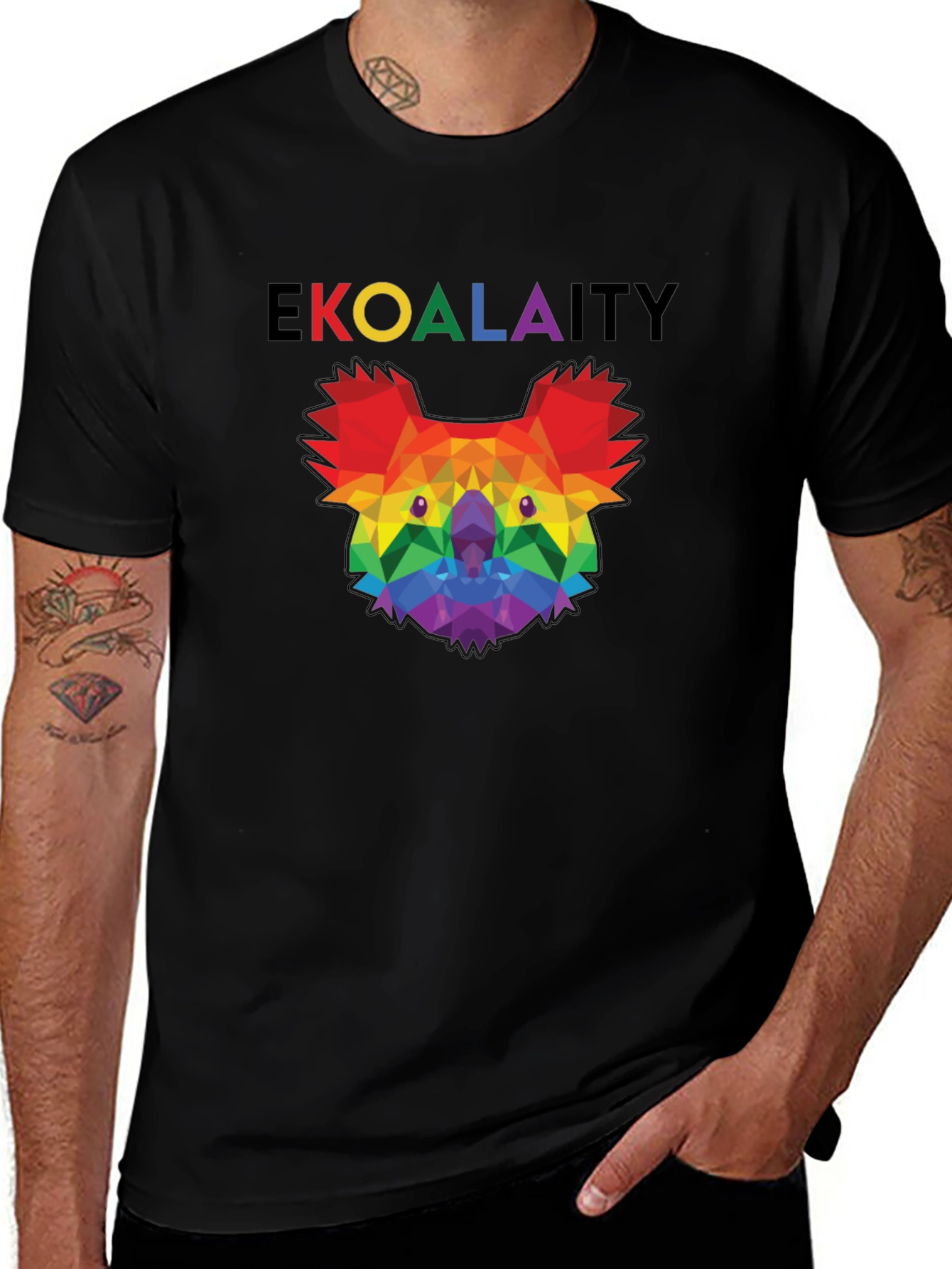 Variant 22 of EKOALAITY LGBTQ+ Pride T-Shirt - Geometric Koala Bear Design