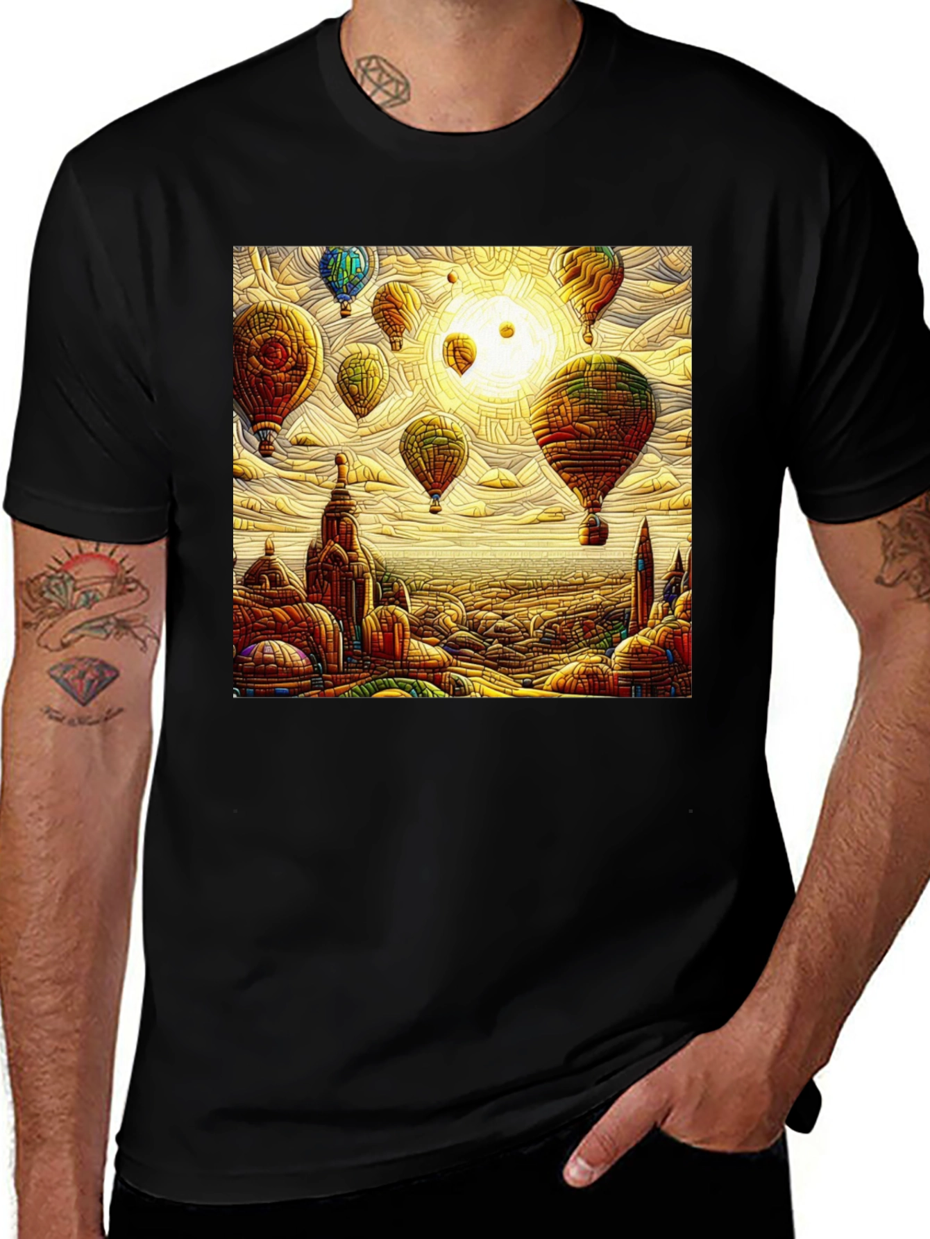 Variant 26 of Hot Air Balloon Ride Cityscape Graphic Tee