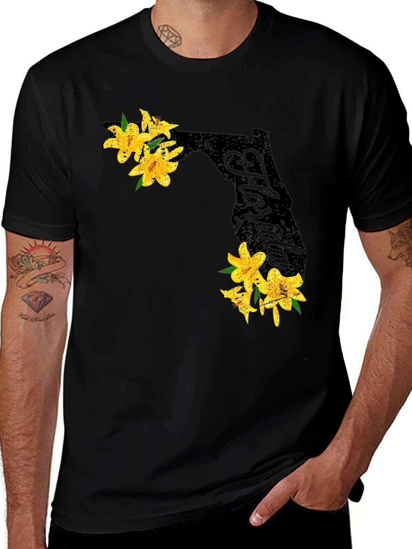 Floral Florida State Black T-Shirt
