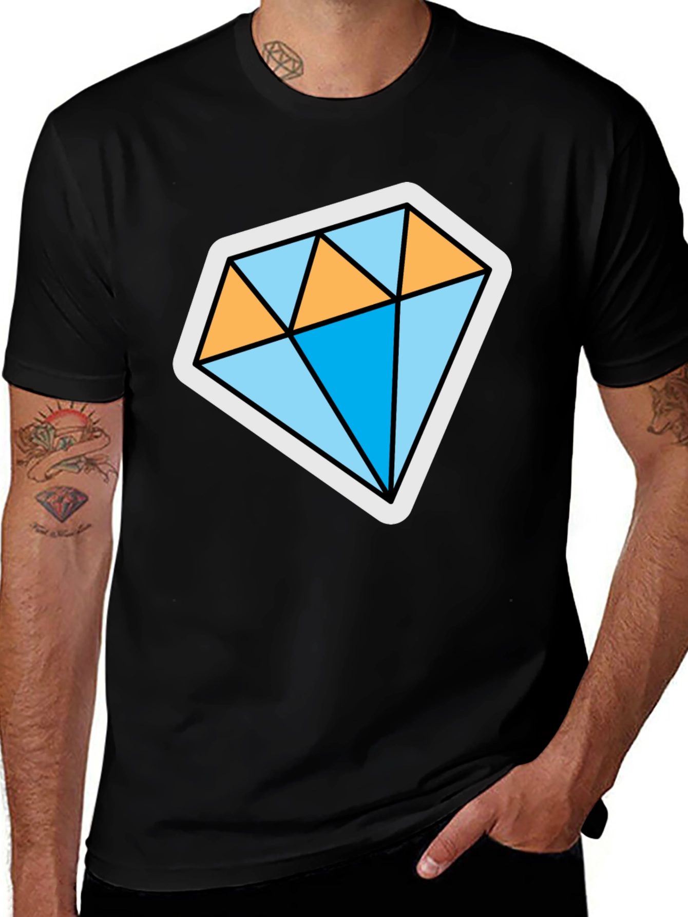 Variant 18 of Diamond Graphic Black T-Shirt - Stylish Men's Tee