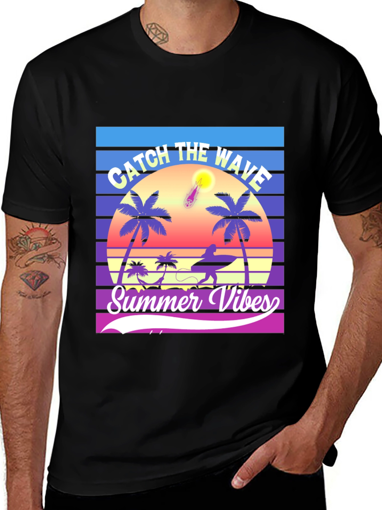 Variant 20 of Summer Vibes Graphic T-Shirt - Catch the Wave!