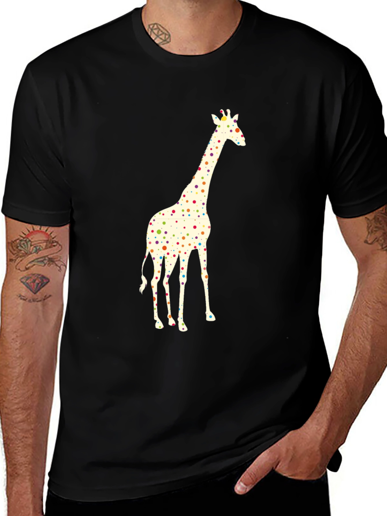 Variant 22 of Giraffe Print Black T-Shirt