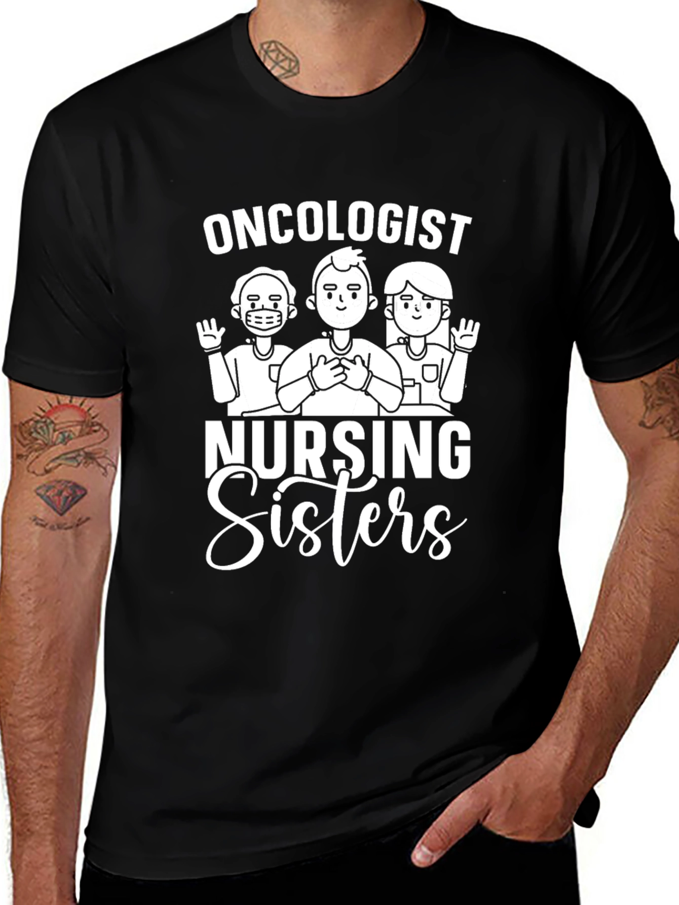 Variant 17 of Oncologist Nursing Sisters Black Graphic T-Shirt