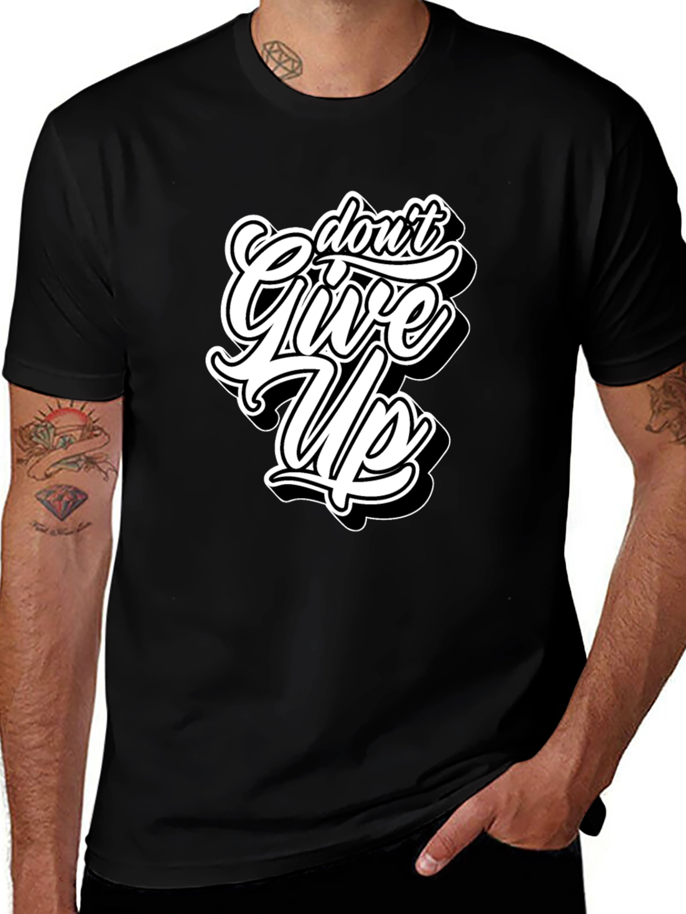 Variant 16 of Motivational Don't Give Up Black T-Shirt