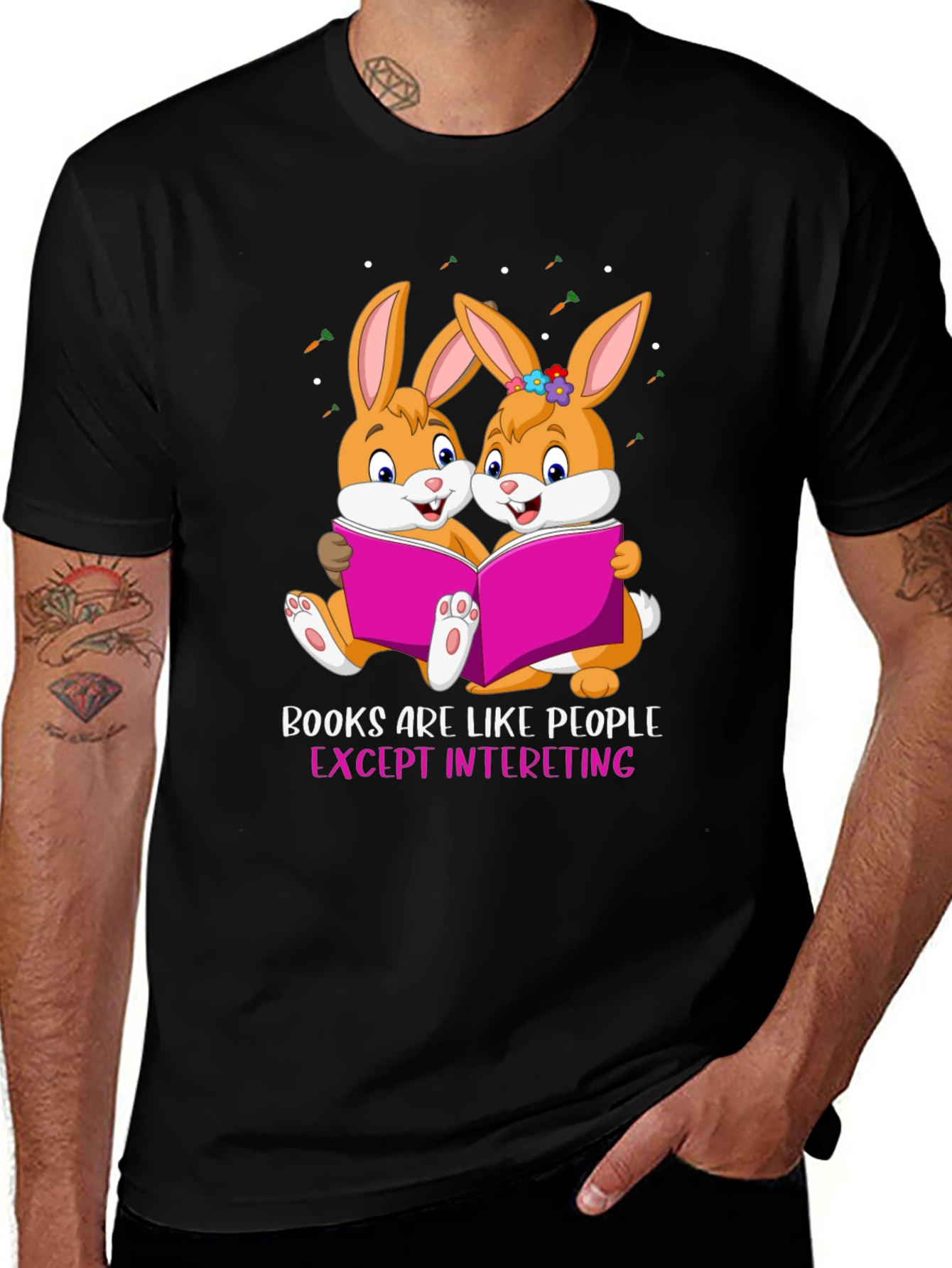 Variant 12 of Bunny Bookworm T-Shirt - Books Are Like People