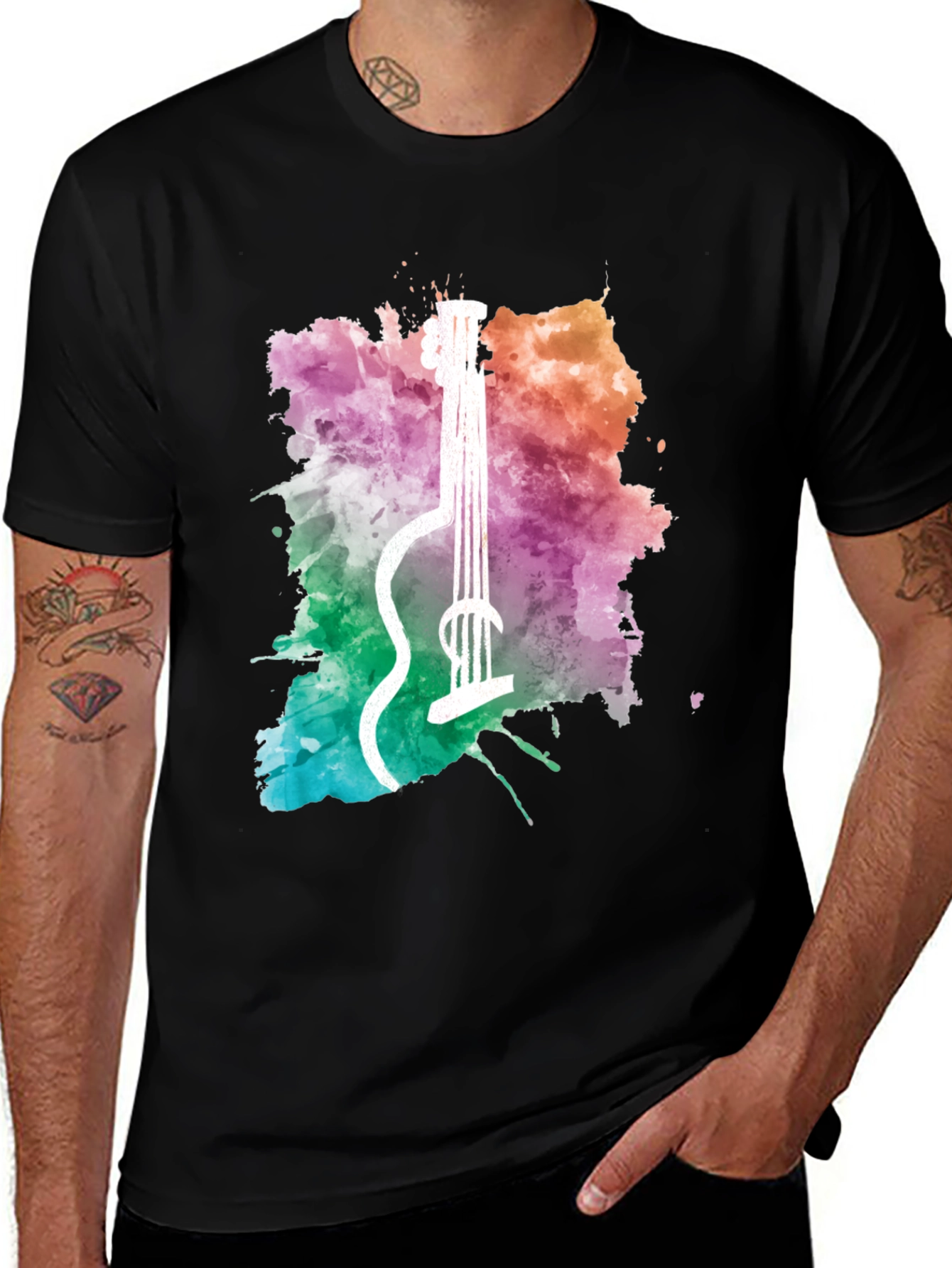Variant 8 of Watercolor Guitar Graphic Tee - Music Lover Shirt