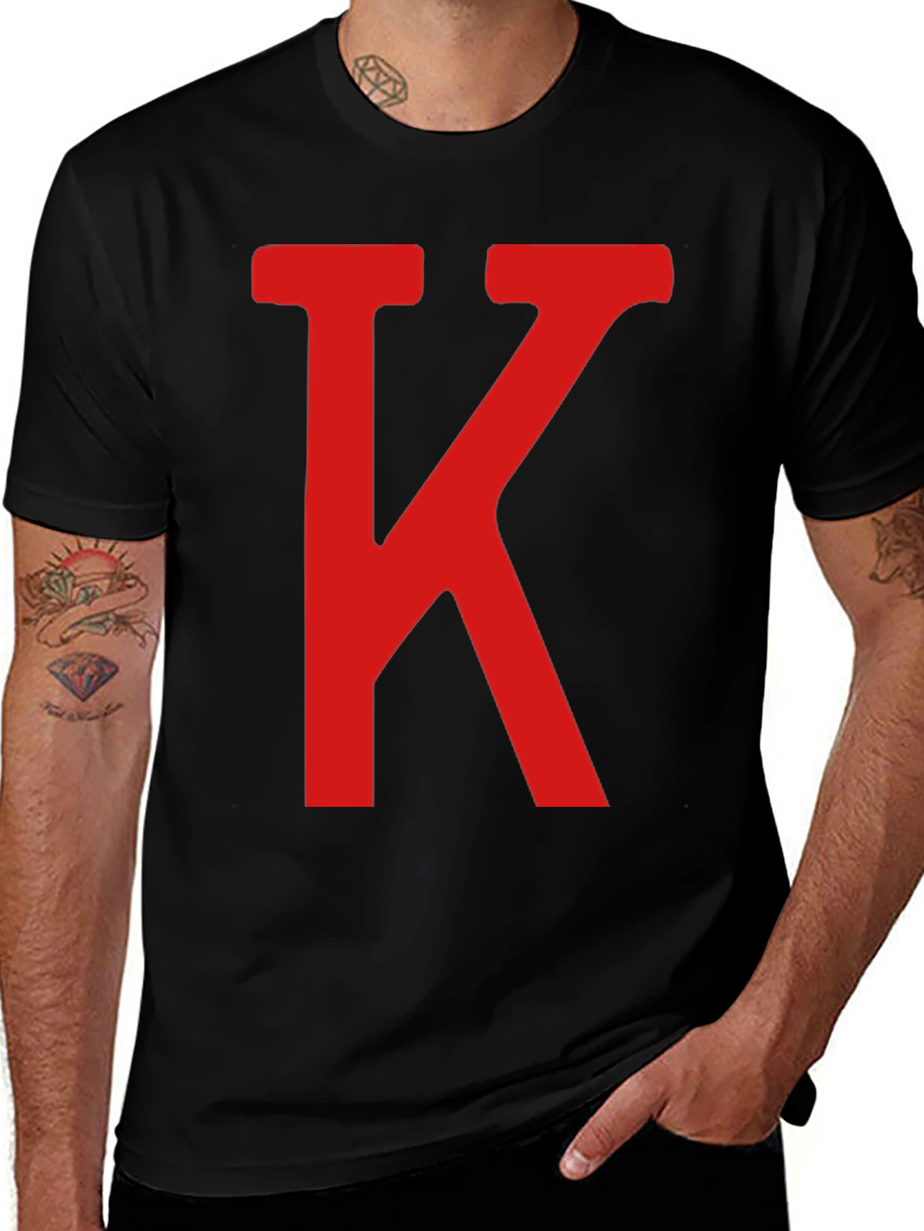 Red Letter K Black T-Shirt