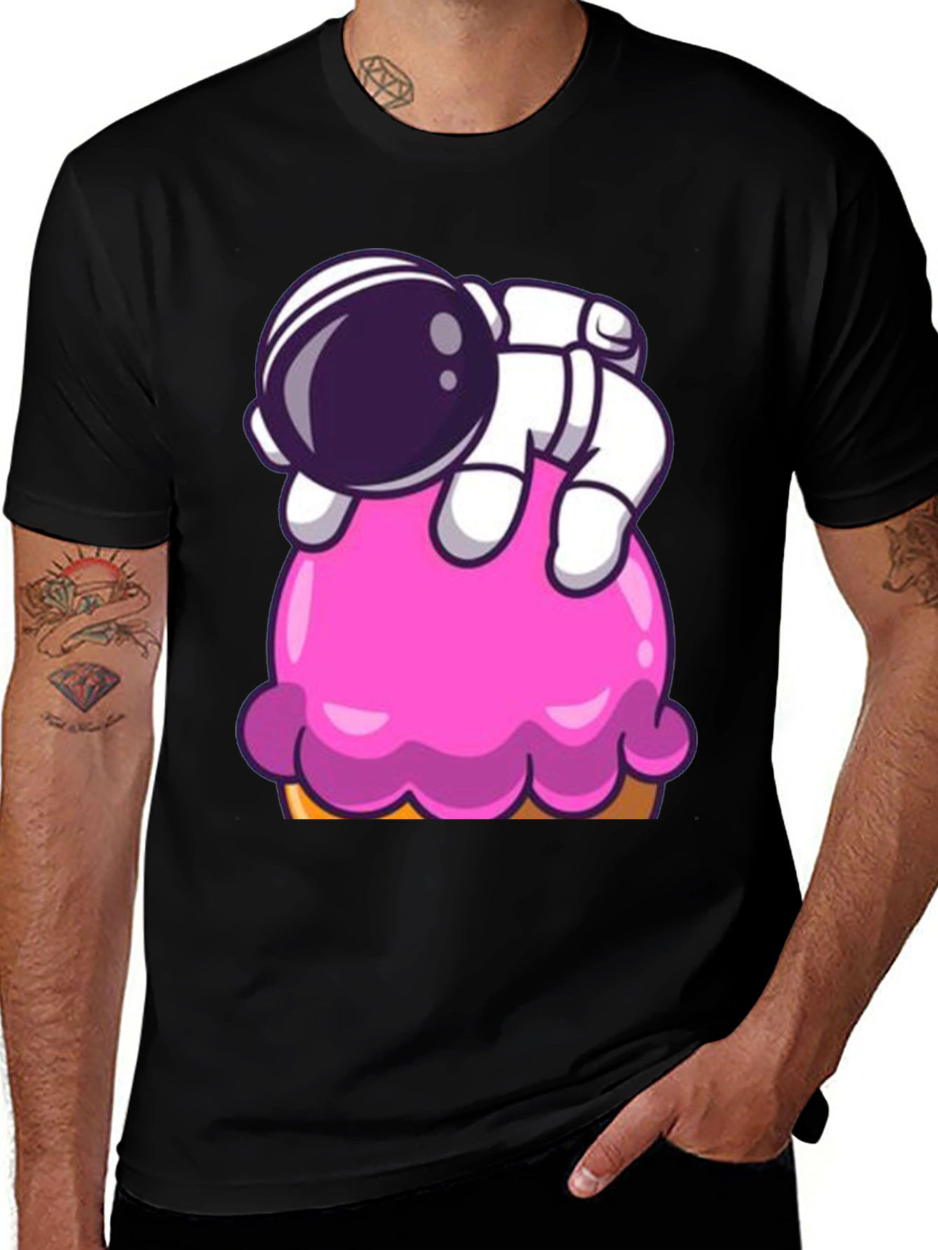 Black Astronaut Ice Cream Graphic Tee main image