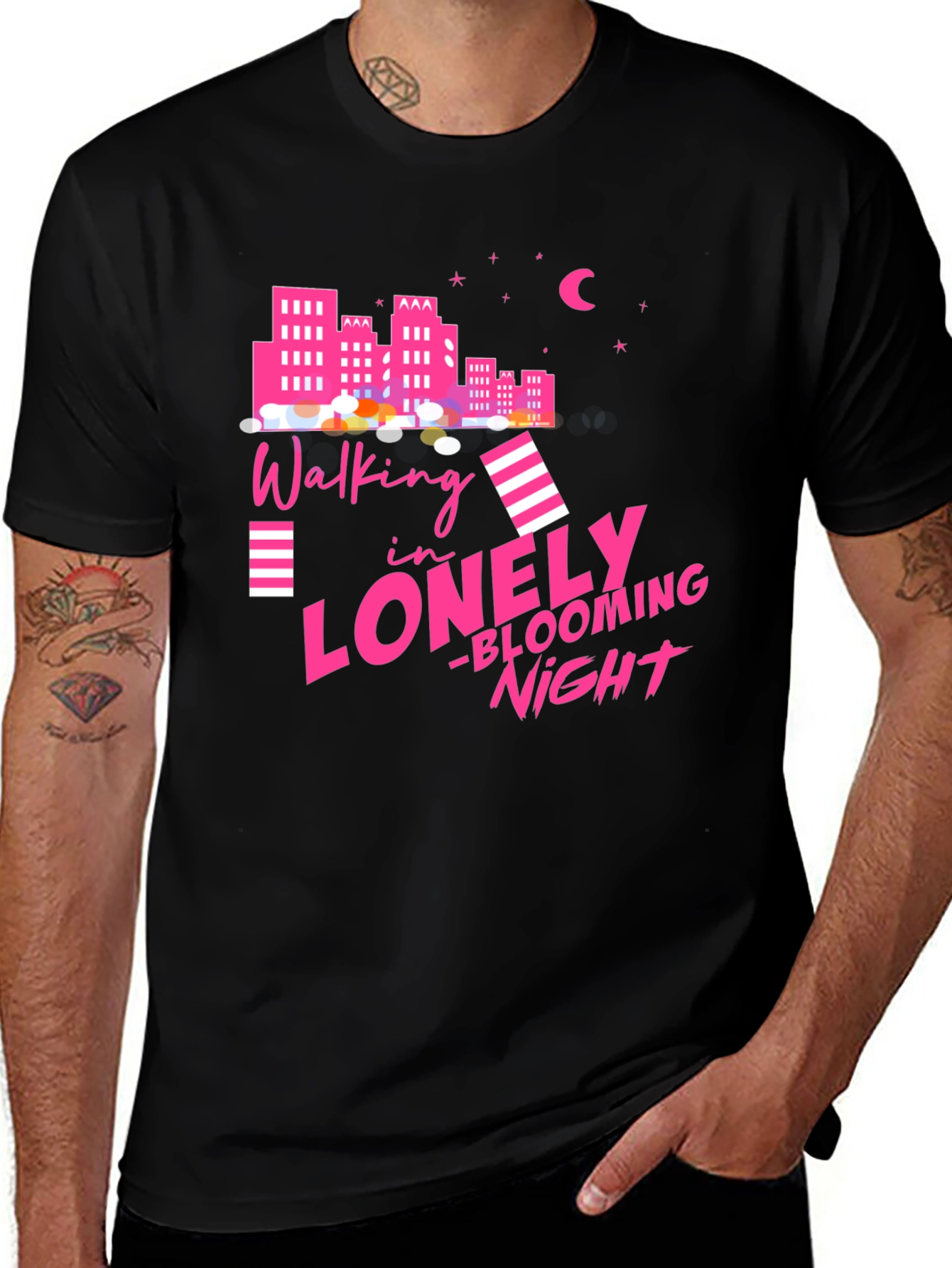 Variant 7 of Walking in Lonely Blooming Night Graphic Tee