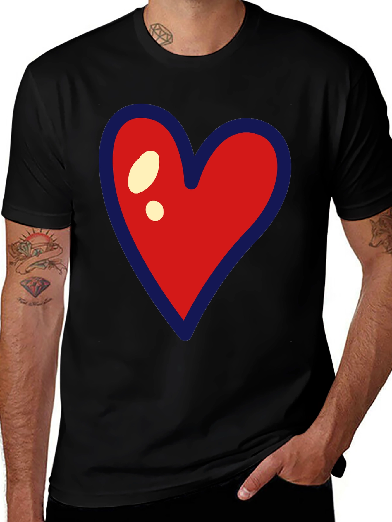 Variant 26 of Heart Graphic Tee - Black Casual Style