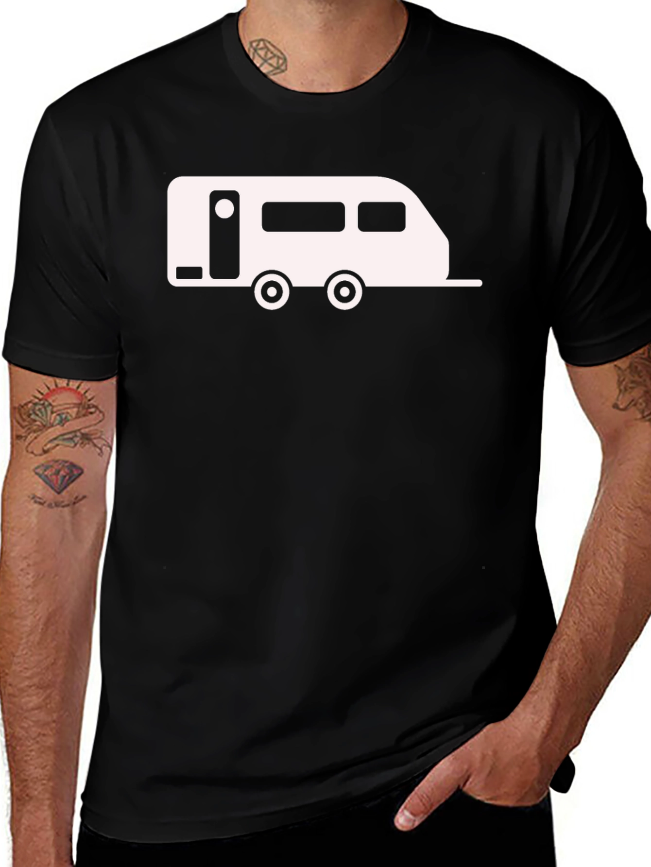 Variant 3 of Camper Graphic Tee - Black Cotton Casual Shirt
