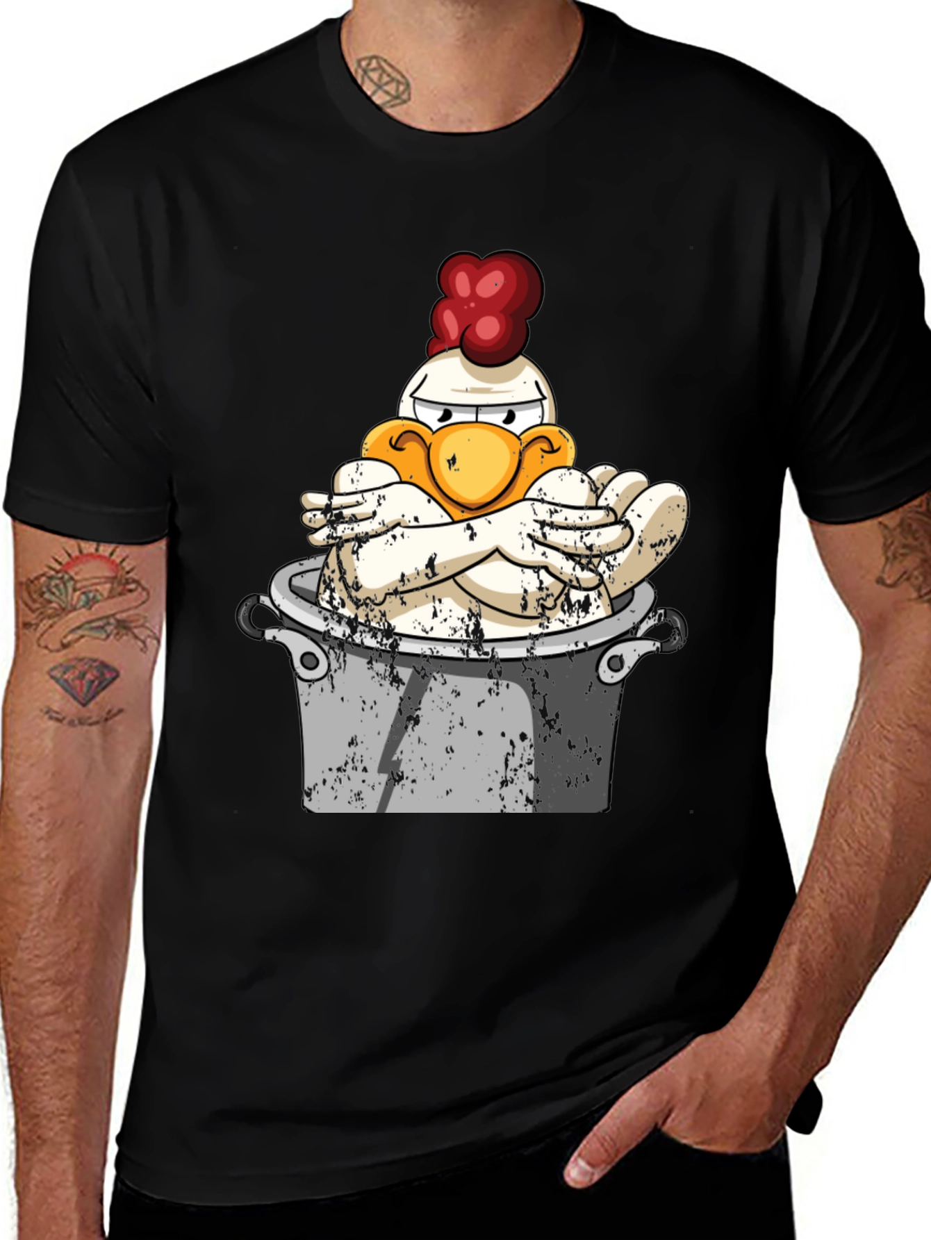 Variant 18 of Funny Chicken in Pot Graphic Tee - Unisex