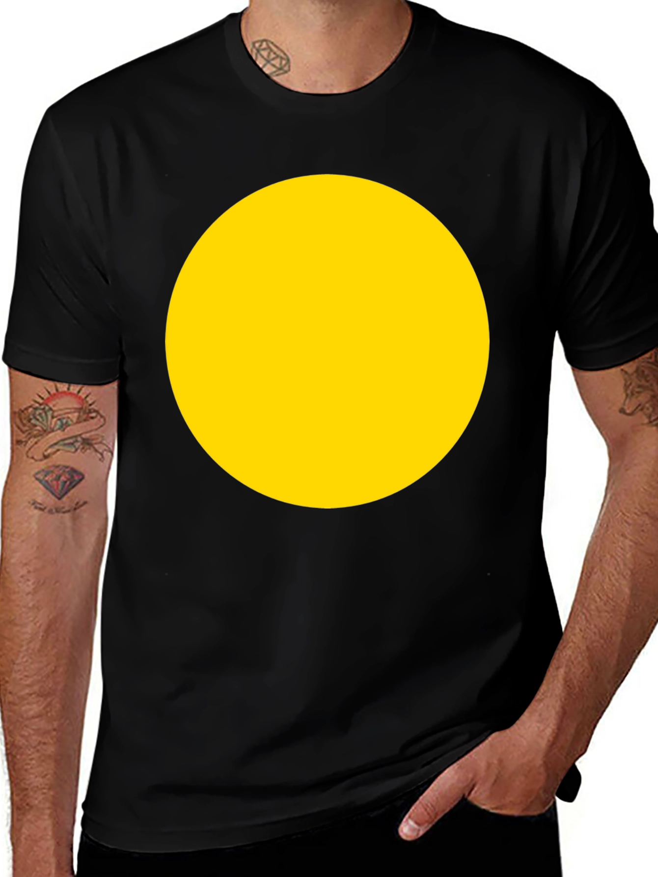 Variant 21 of Bold Yellow Circle Black T-Shirt