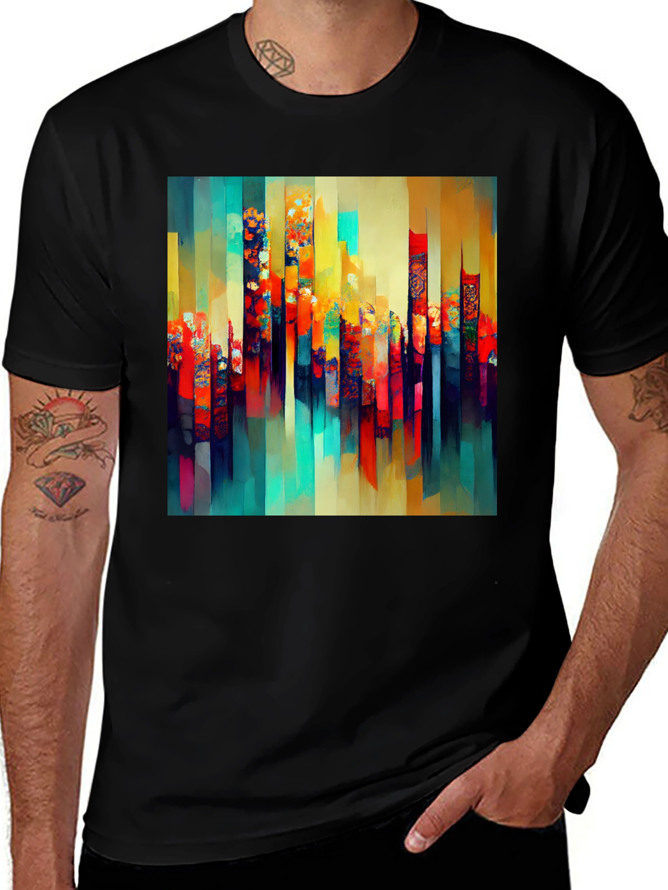 Variant 15 of Abstract Art Men's Black T-Shirt