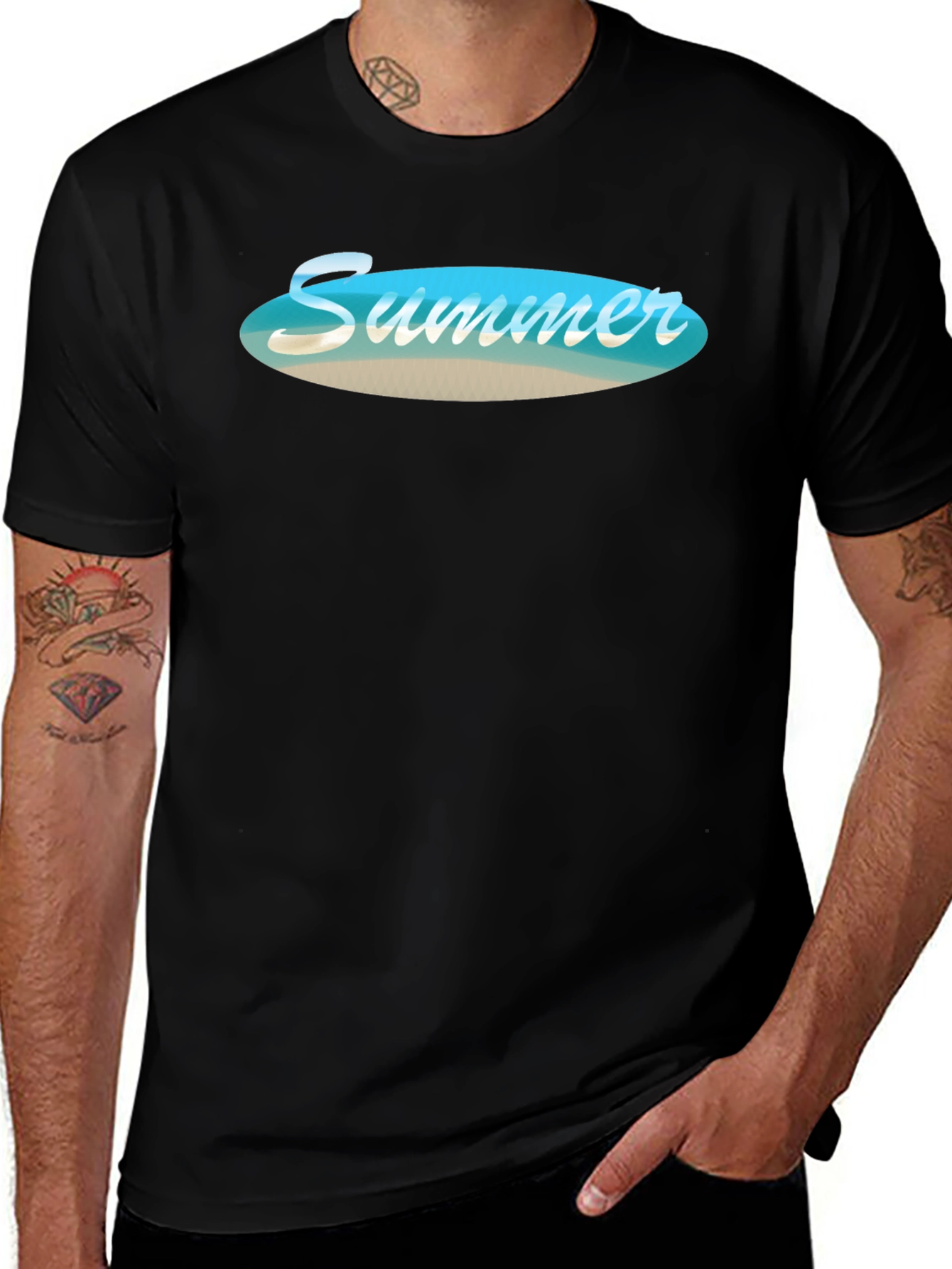 Variant 11 of Summer Beach Vibe Black T-Shirt