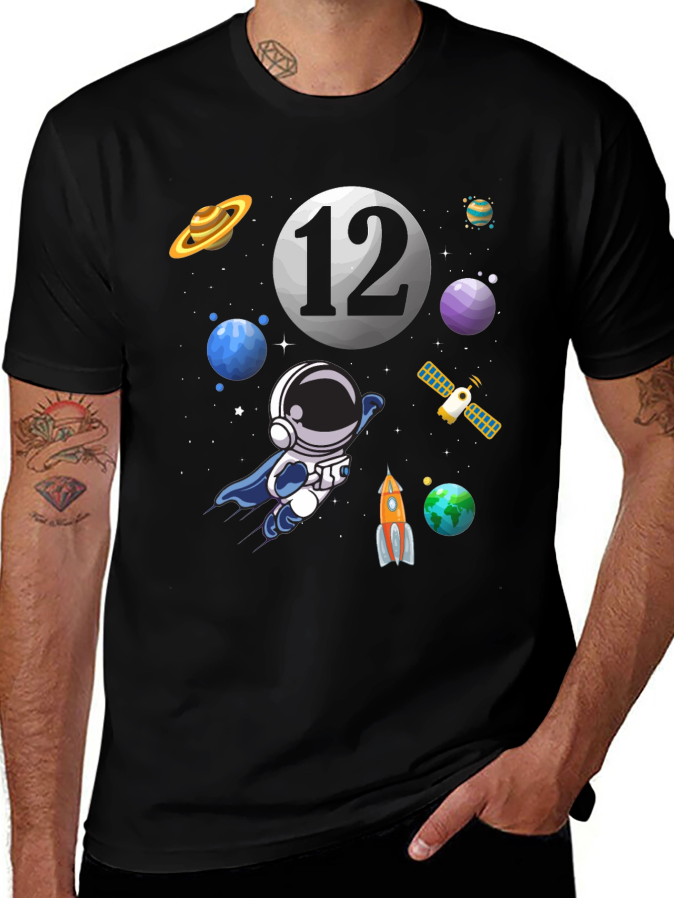 Variant 13 of Space Theme Birthday T-Shirt - "12"