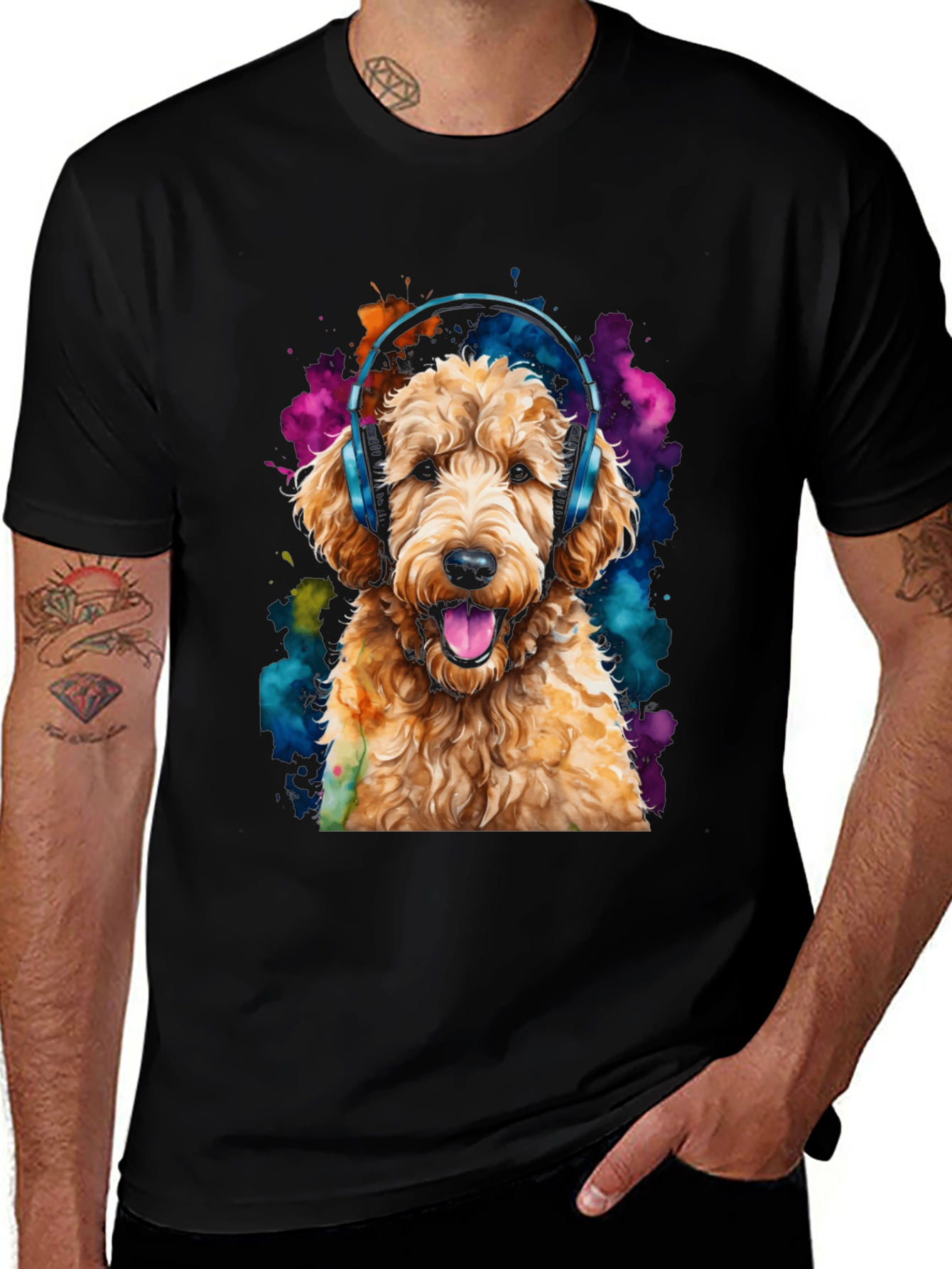 Variant 30 of Dog with Headphones Graphic Tee
