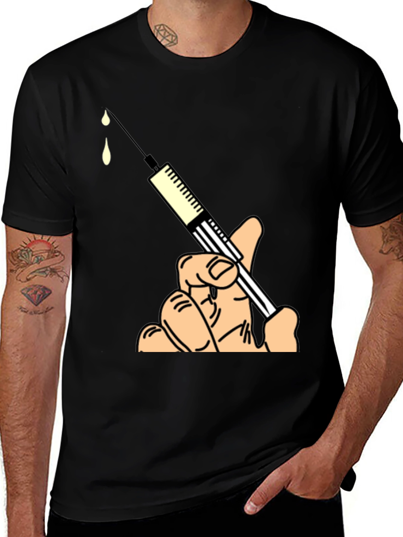Variant 10 of Humorous Syringe Graphic Tee - Novelty Design