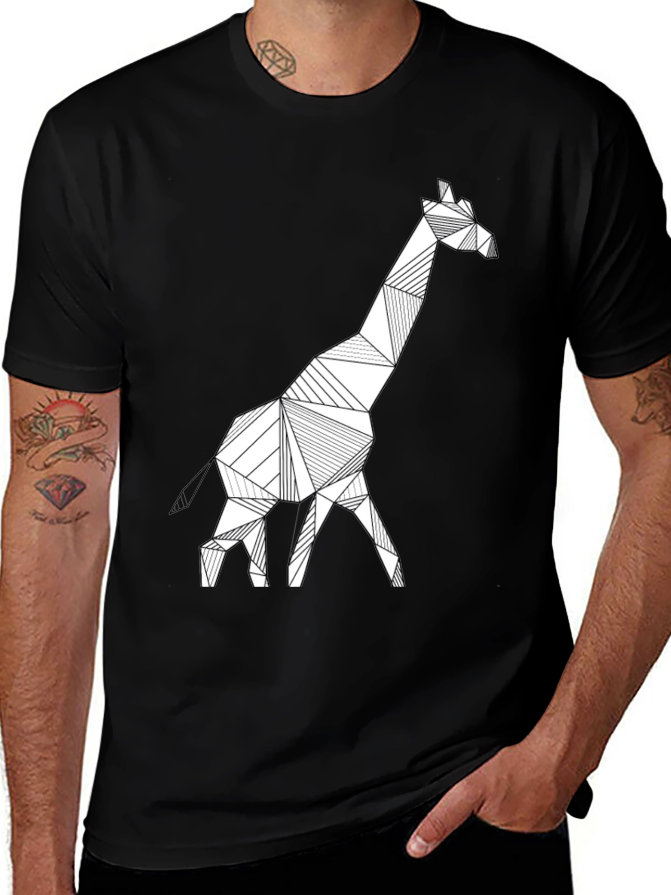 Variant 17 of Geometric Giraffe Tee - Modern Style
