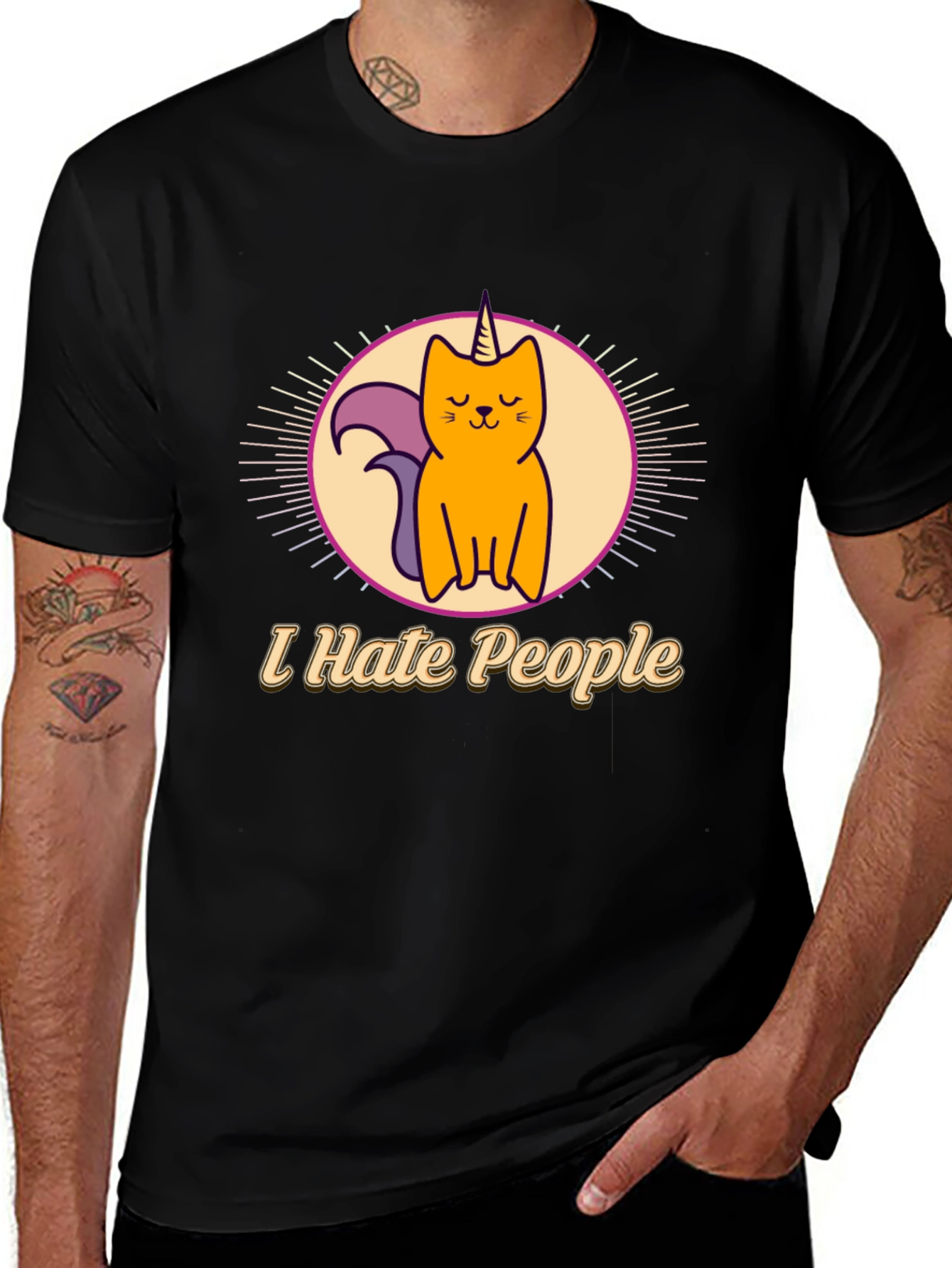 Variant 7 of I Hate People Cat Unicorn T-Shirt - Black