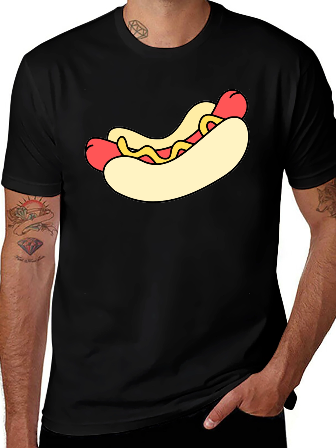 Variant 11 of Hot Dog Graphic Black T-Shirt