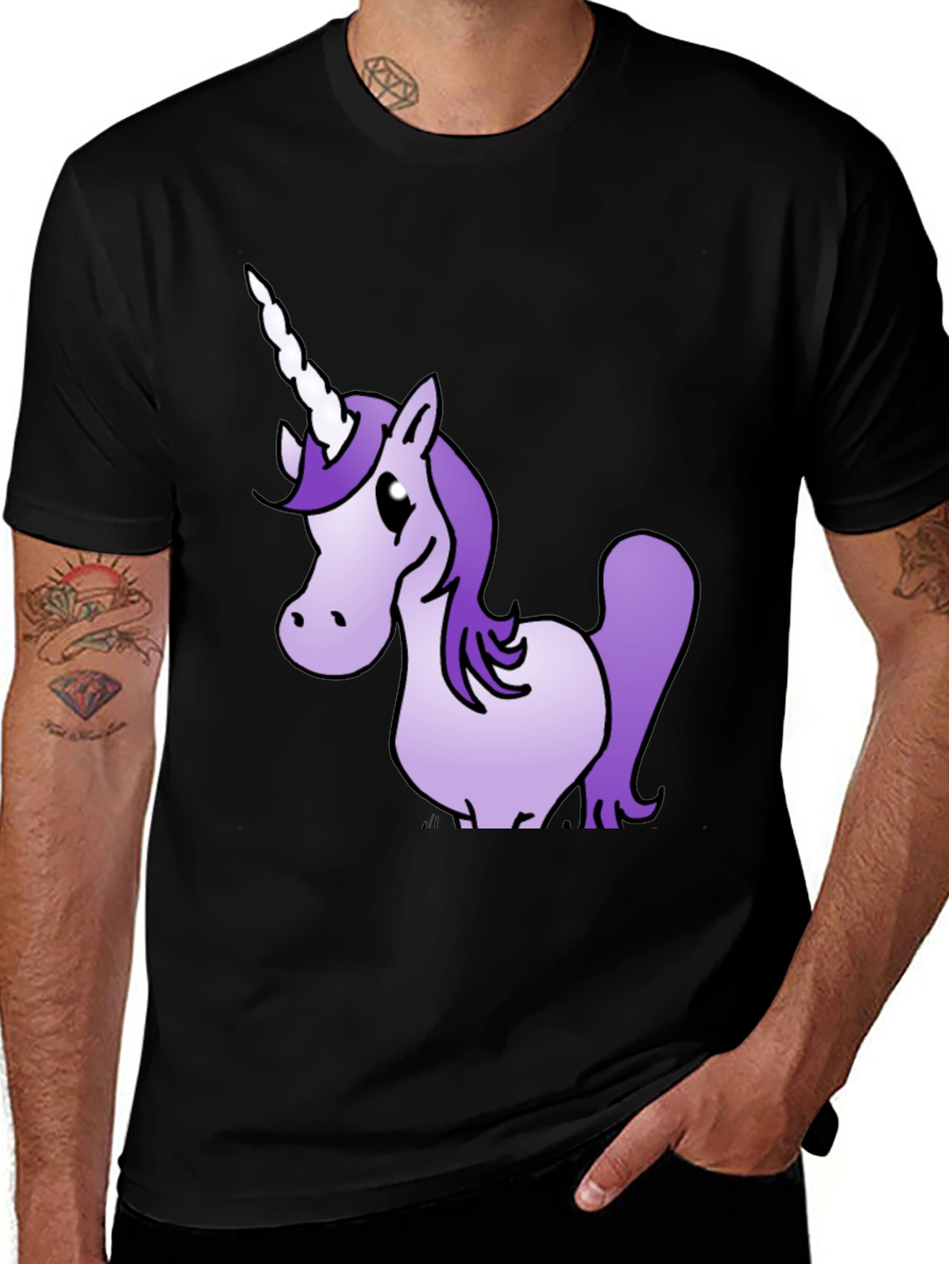 Variant 20 of Unicorn Graphic T-Shirt - Black Cotton Tee
