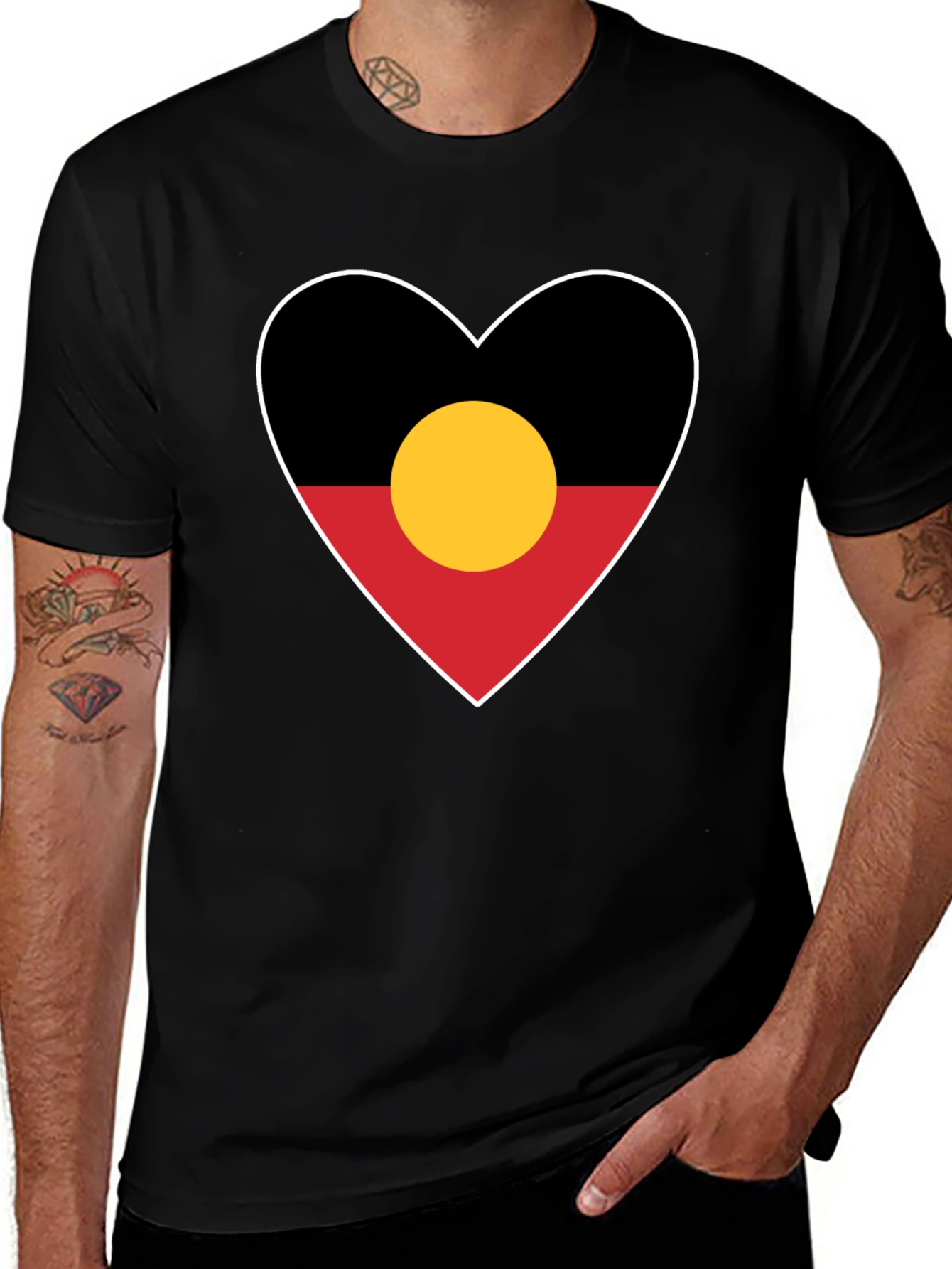Aboriginal Flag Heart Graphic T-Shirt