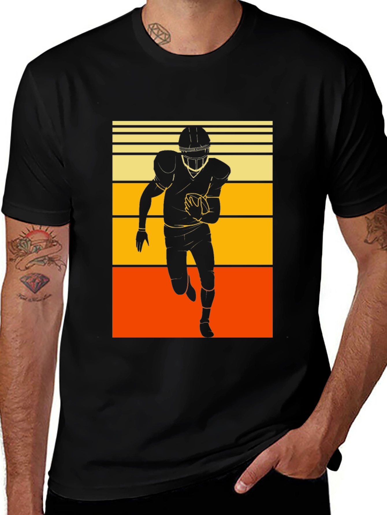 Variant 3 of Retro Football Player Graphic T-Shirt - Black