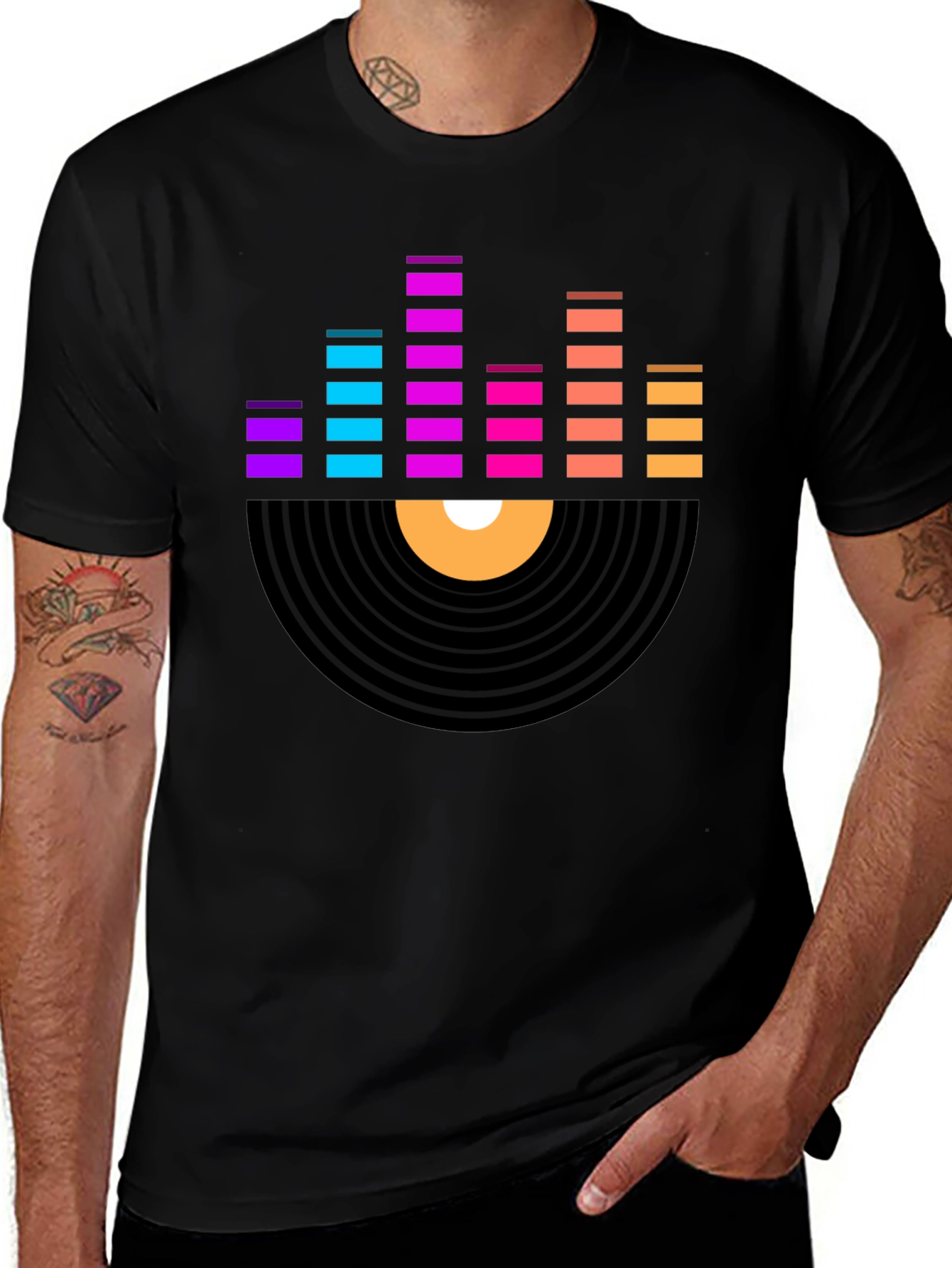 Variant 20 of Retro Vinyl Record & Equalizer Graphic T-Shirt