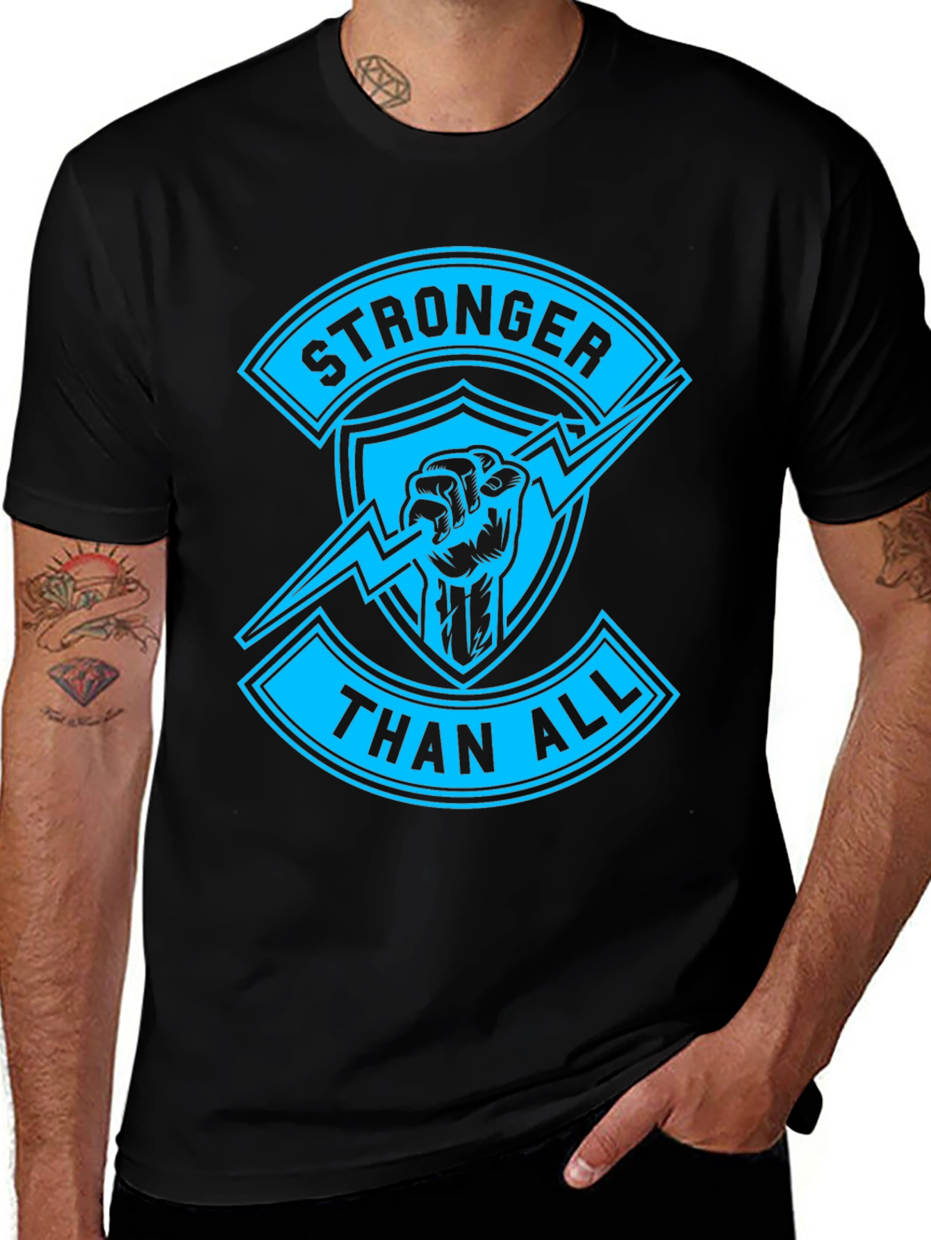 Variant 4 of Stronger Than All Graphic Print Black T-Shirt