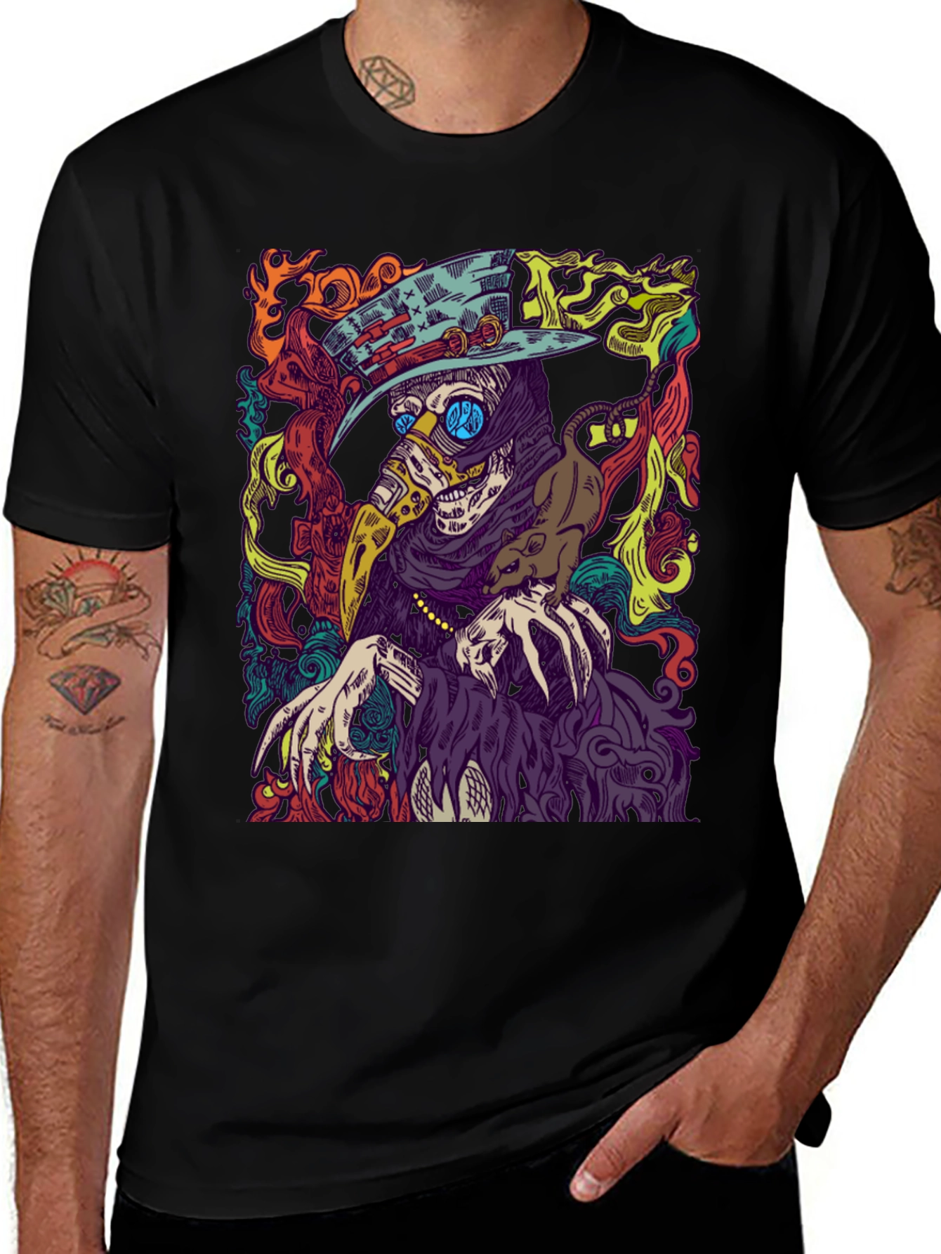 Variant 29 of Plague Doctor Graphic Tee - Men's Black T-Shirt