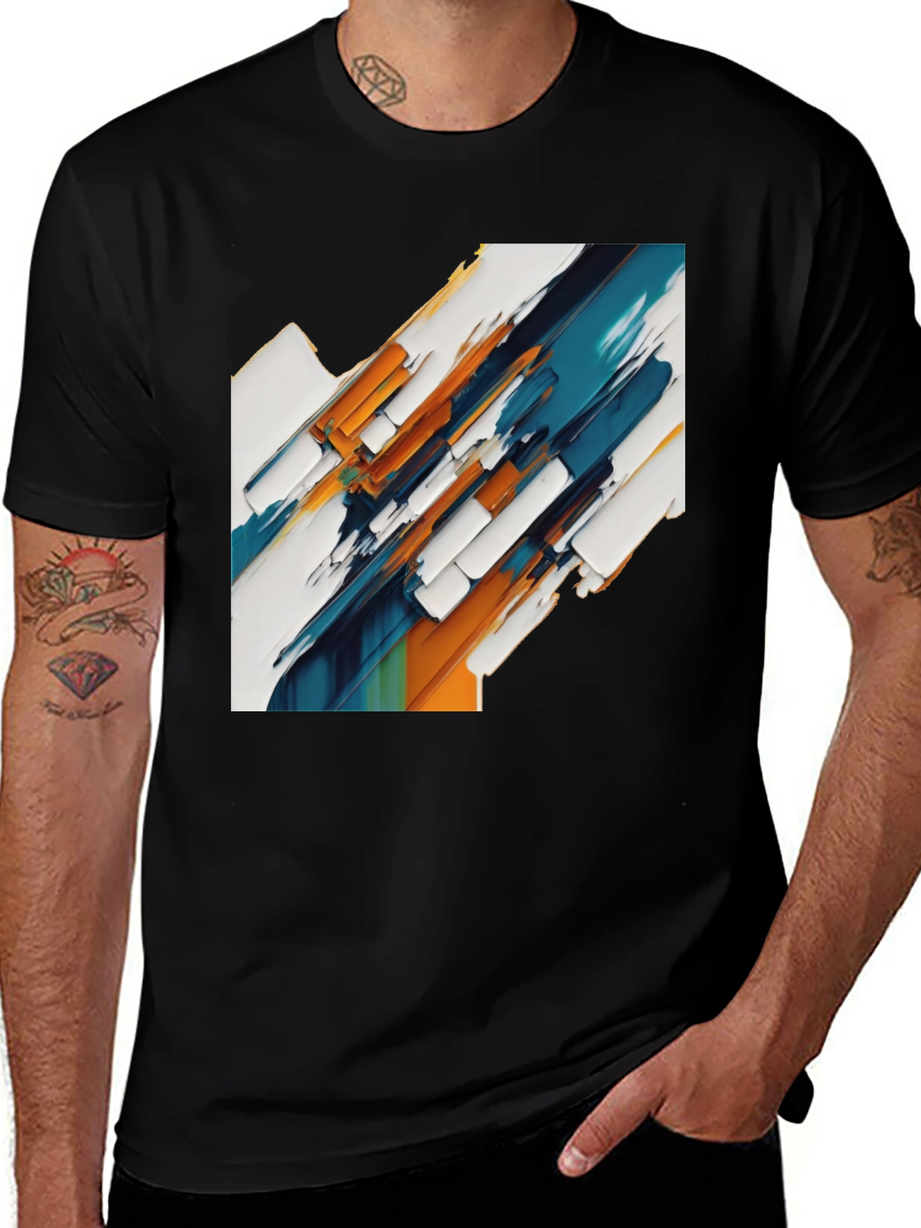 Black Abstract Art Graphic Tee - Modern Style main image
