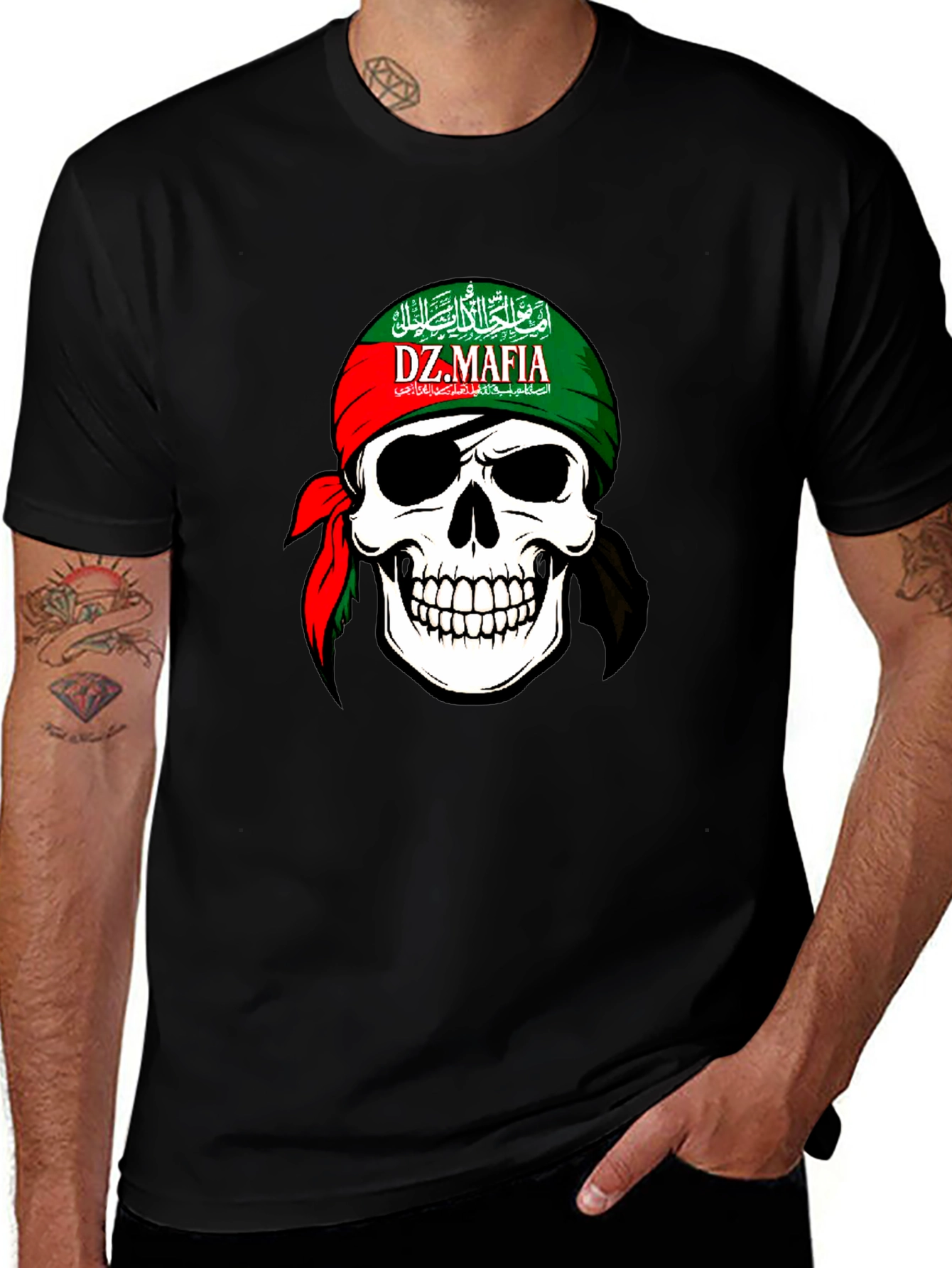 Variant 5 of DZ. Mafia Skull Graphic Black T-Shirt