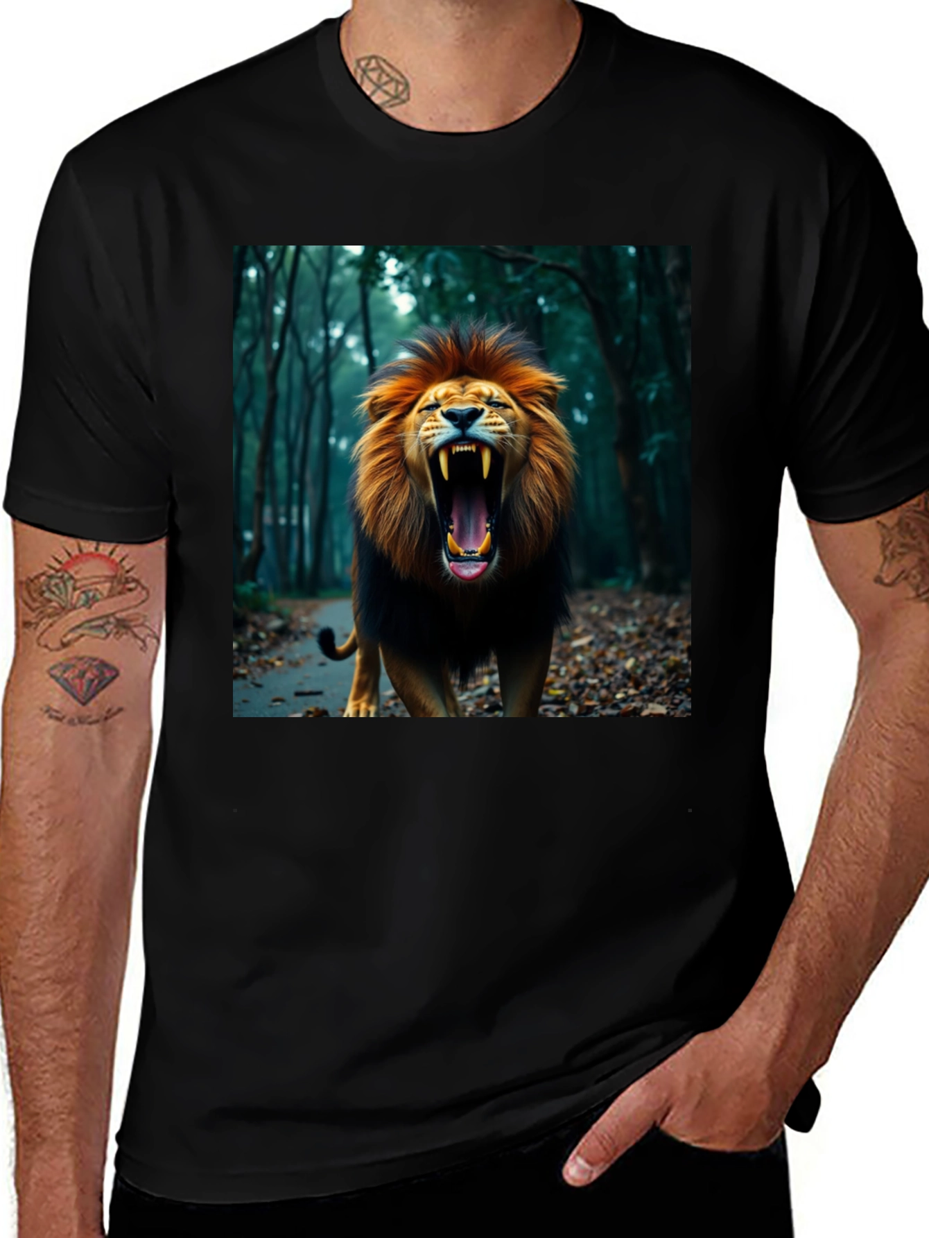 Variant 22 of Roaring Lion Graphic Tee - Black Cotton T-Shirt
