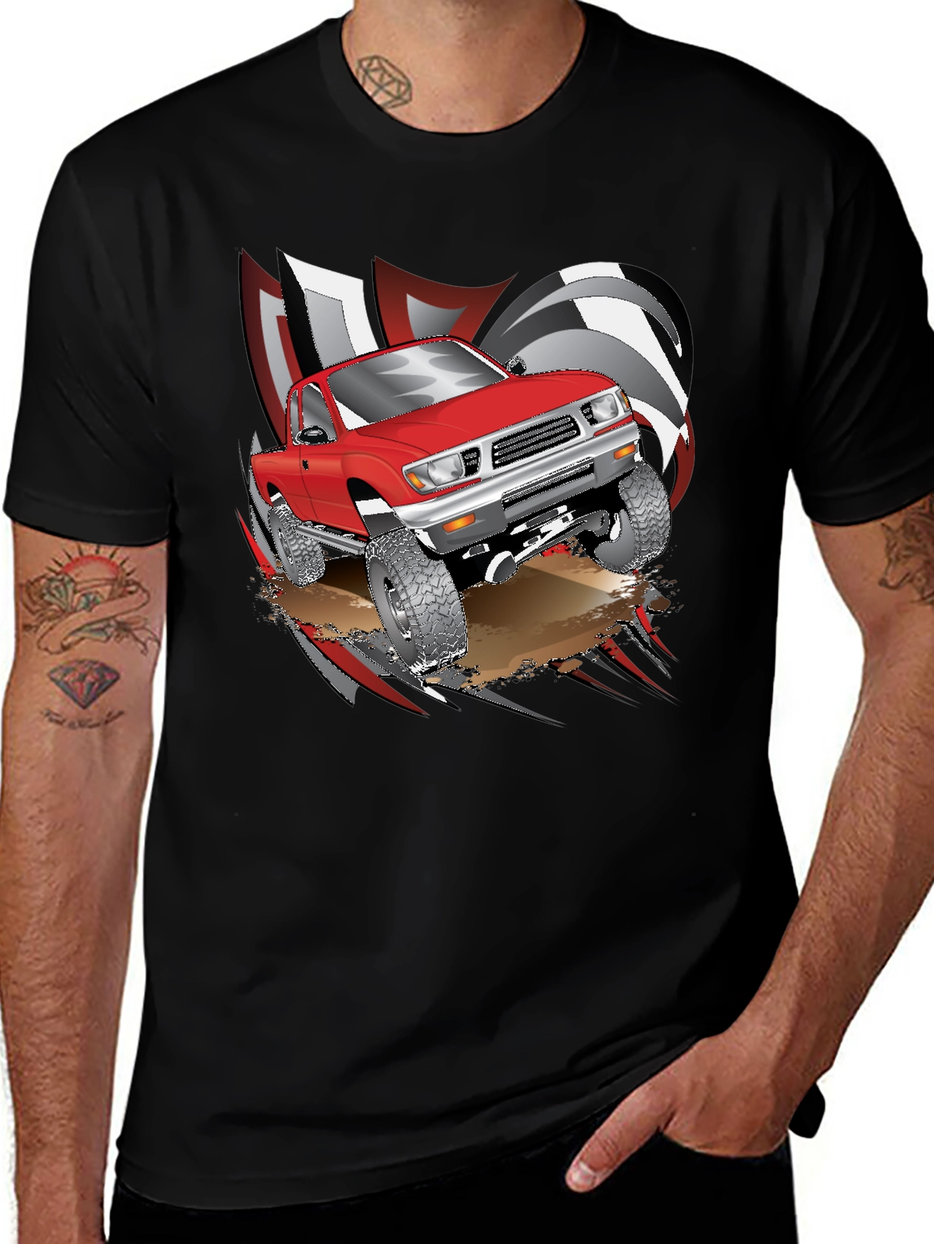 Variant 6 of Red Truck Graphic T-Shirt - Off Road Design