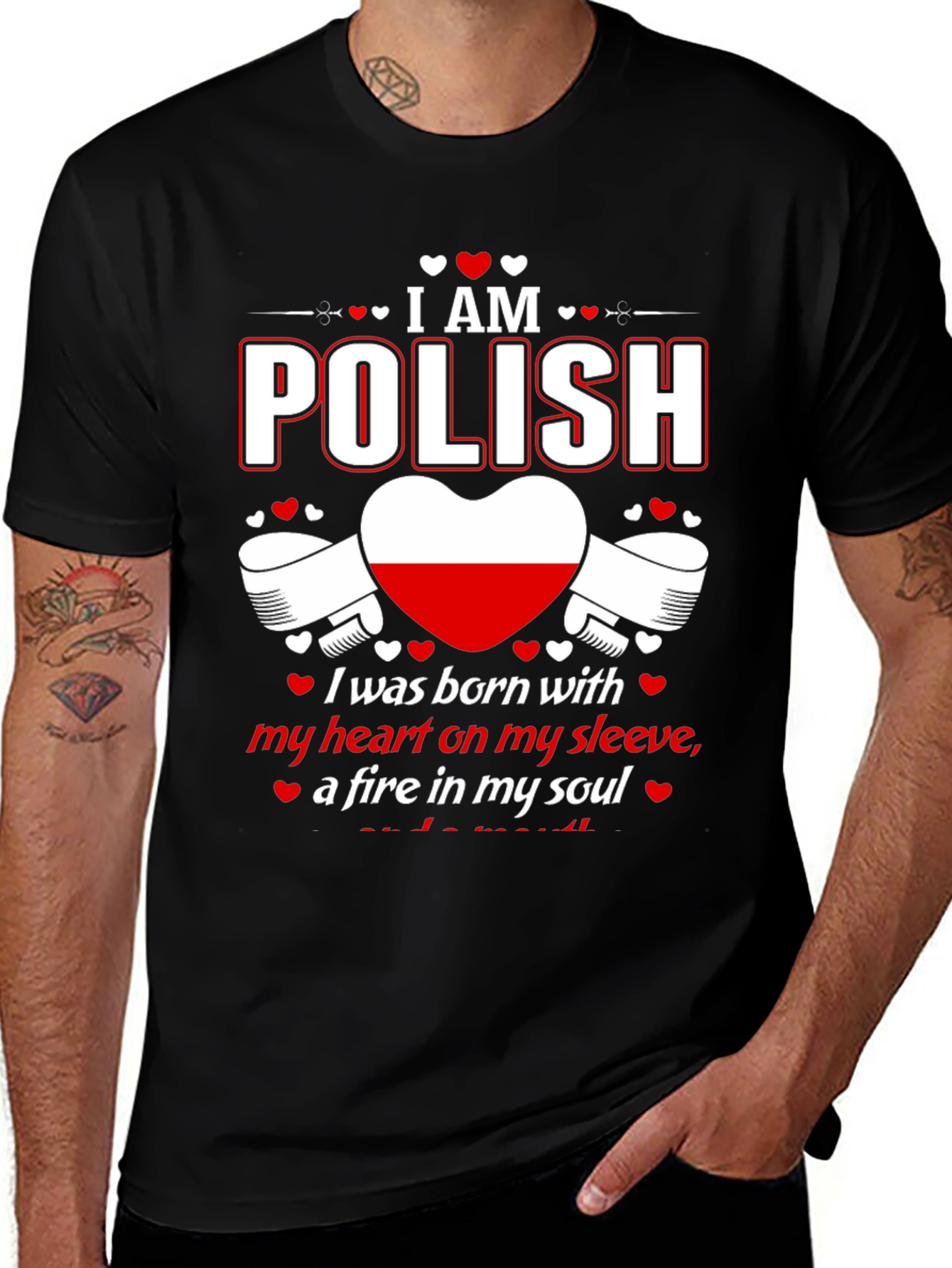 I am Polish T-Shirt - Heart on Sleeve