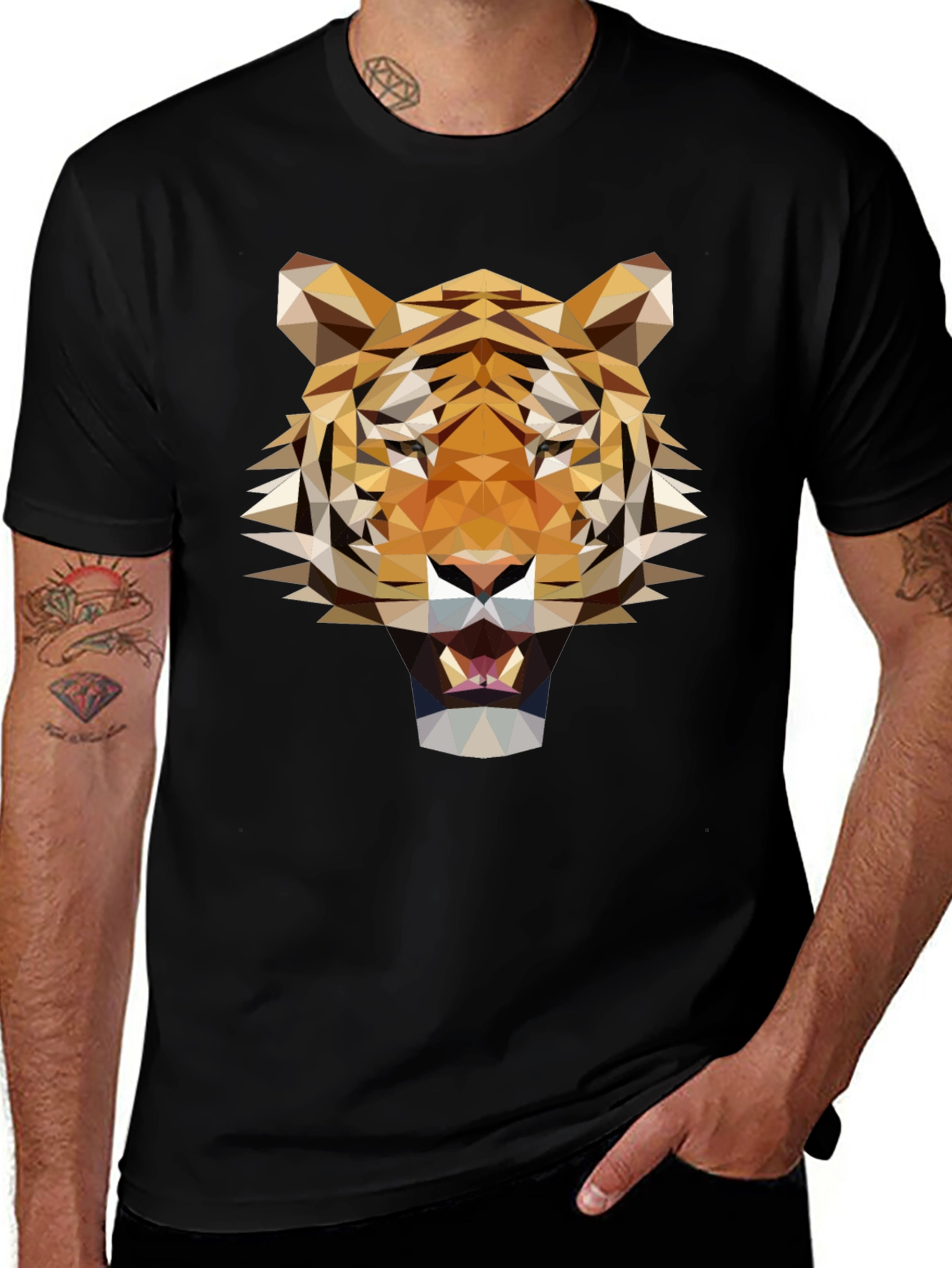 Variant 13 of Geometric Tiger Graphic T-Shirt - Modern & Bold Style