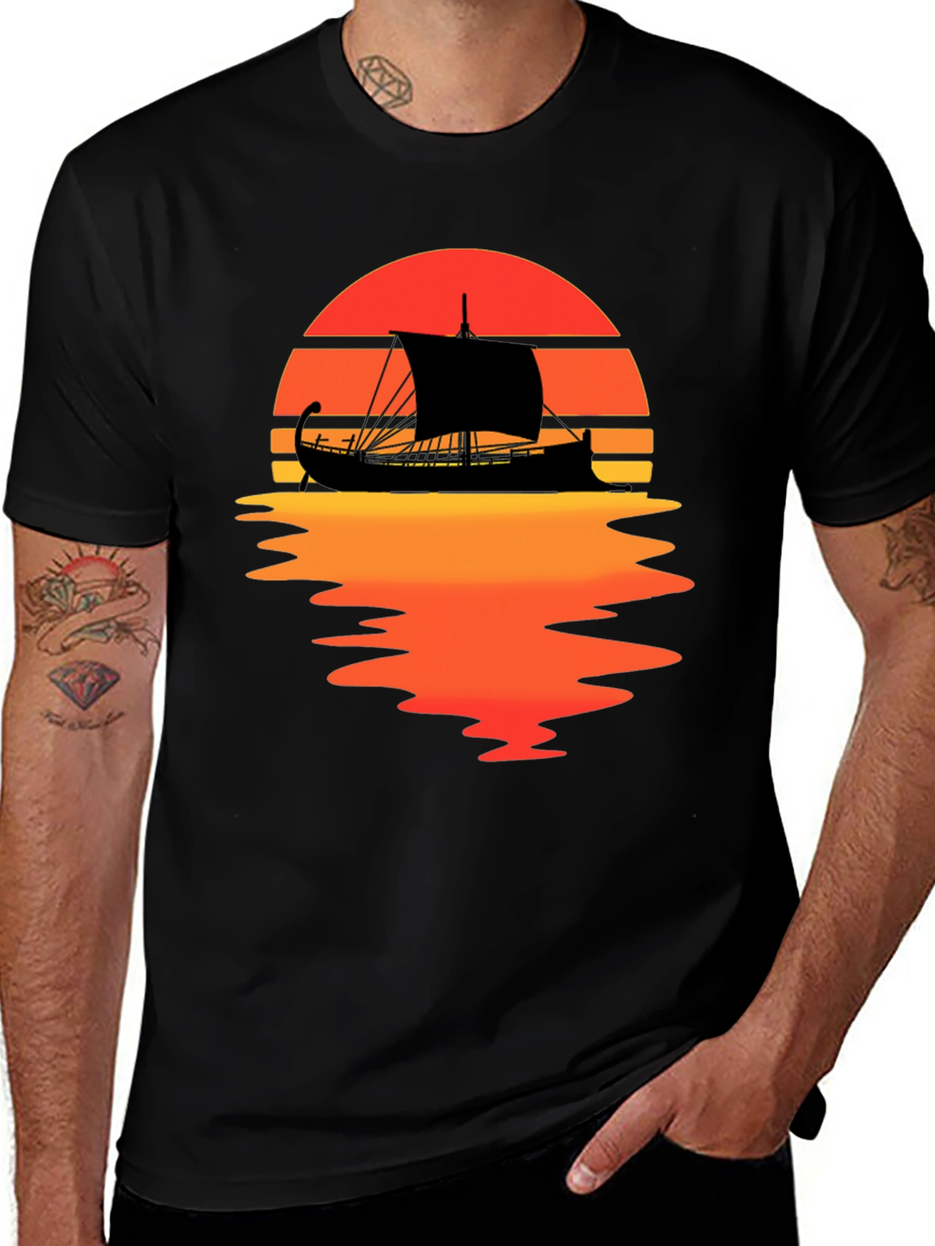 Variant 14 of Sunset Sailboat Graphic Tee