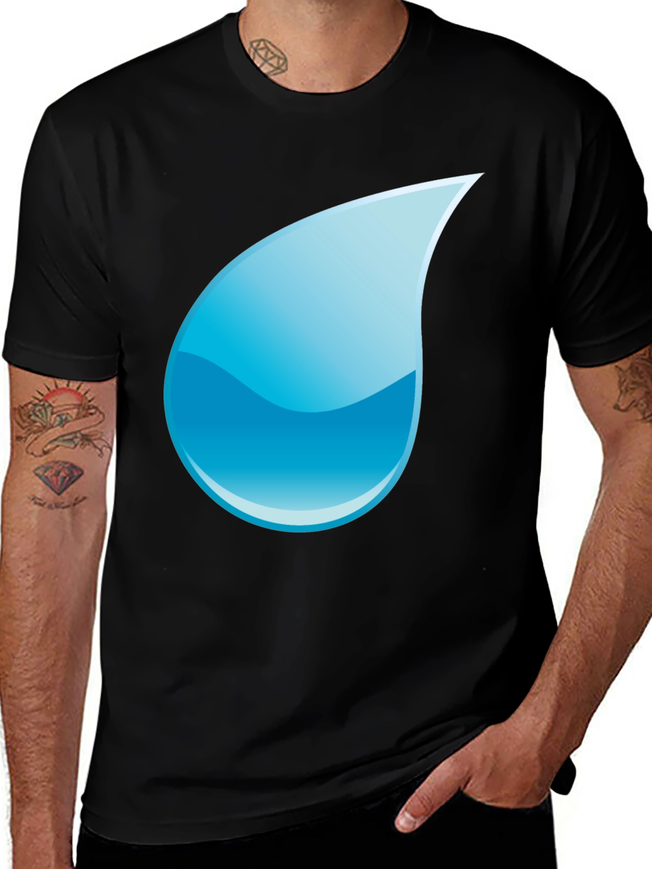 Variant 7 of Black T-Shirt with Water Drop Design