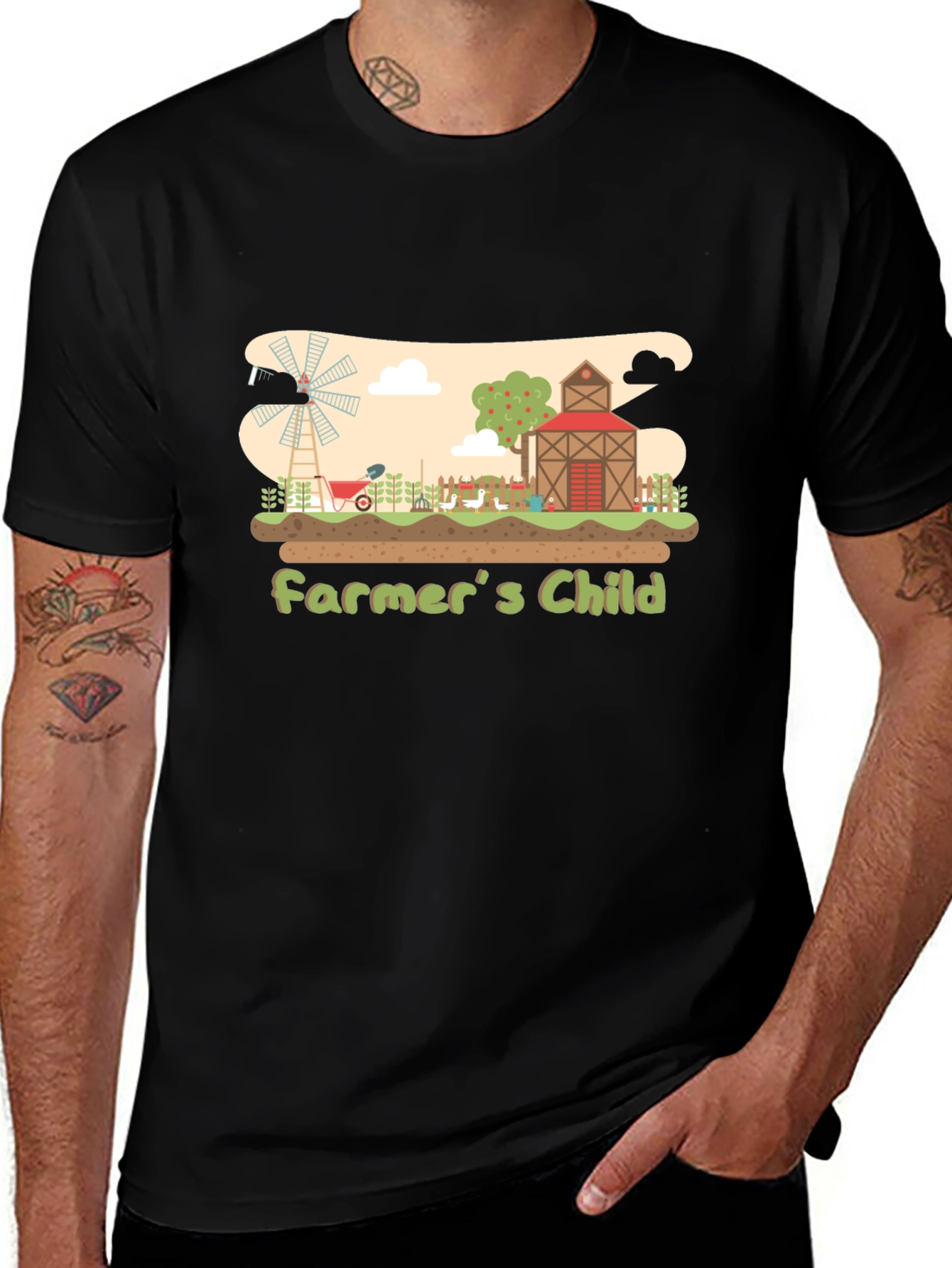 Variant 4 of Farmer's Child Graphic Black T-Shirt