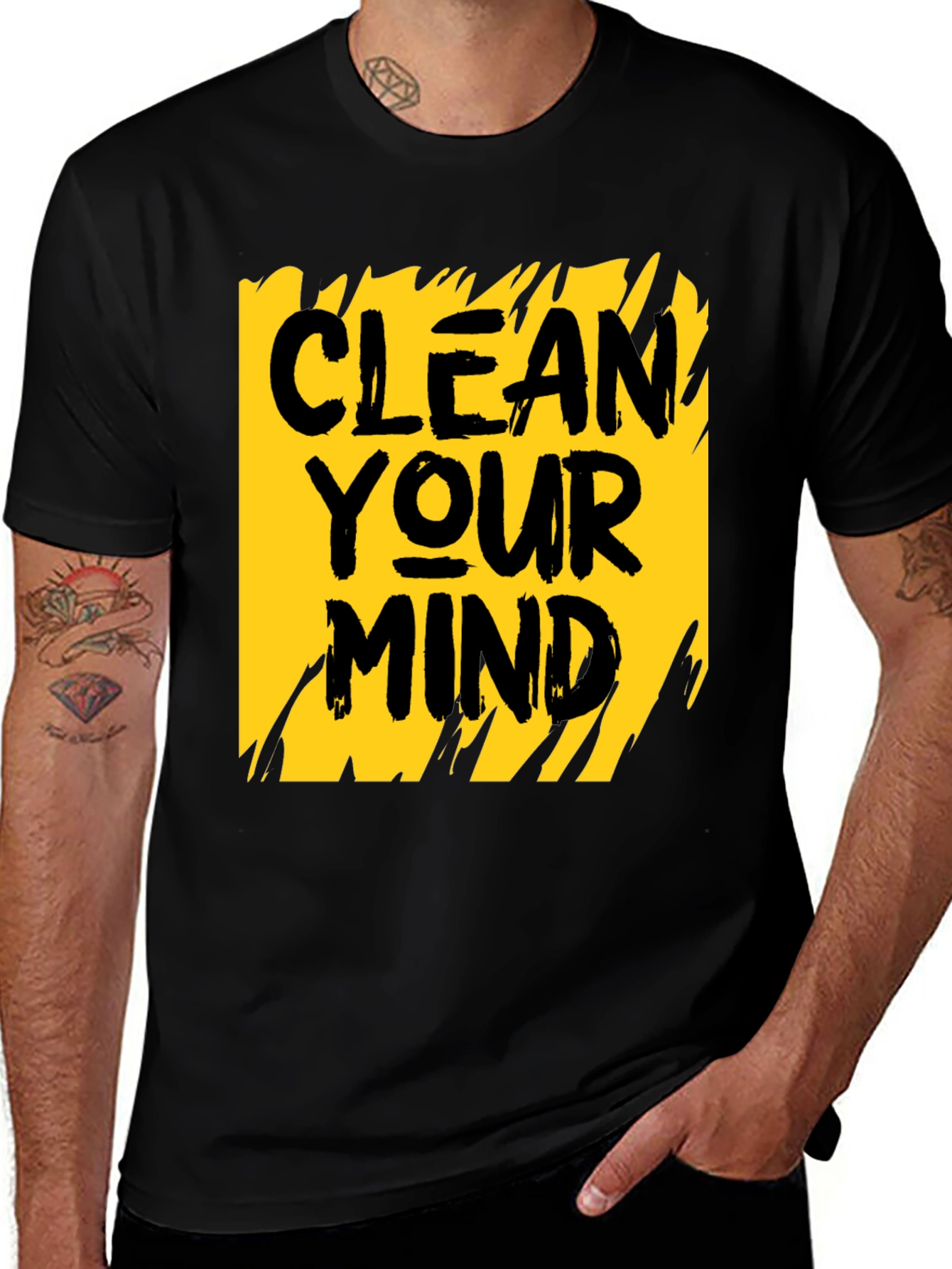 Variant 6 of Clean Your Mind Graphic Tee - Black