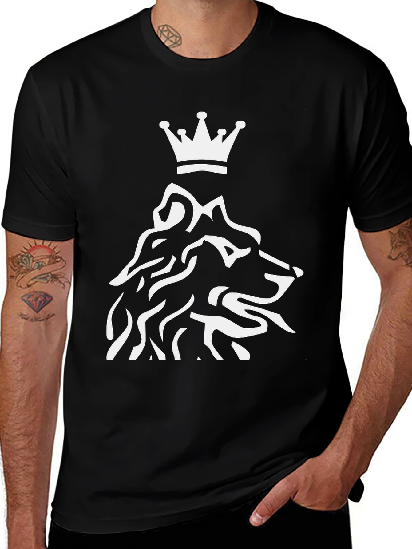 Variant 15 of King Wolf Black T-Shirt - Graphic Tee for Men