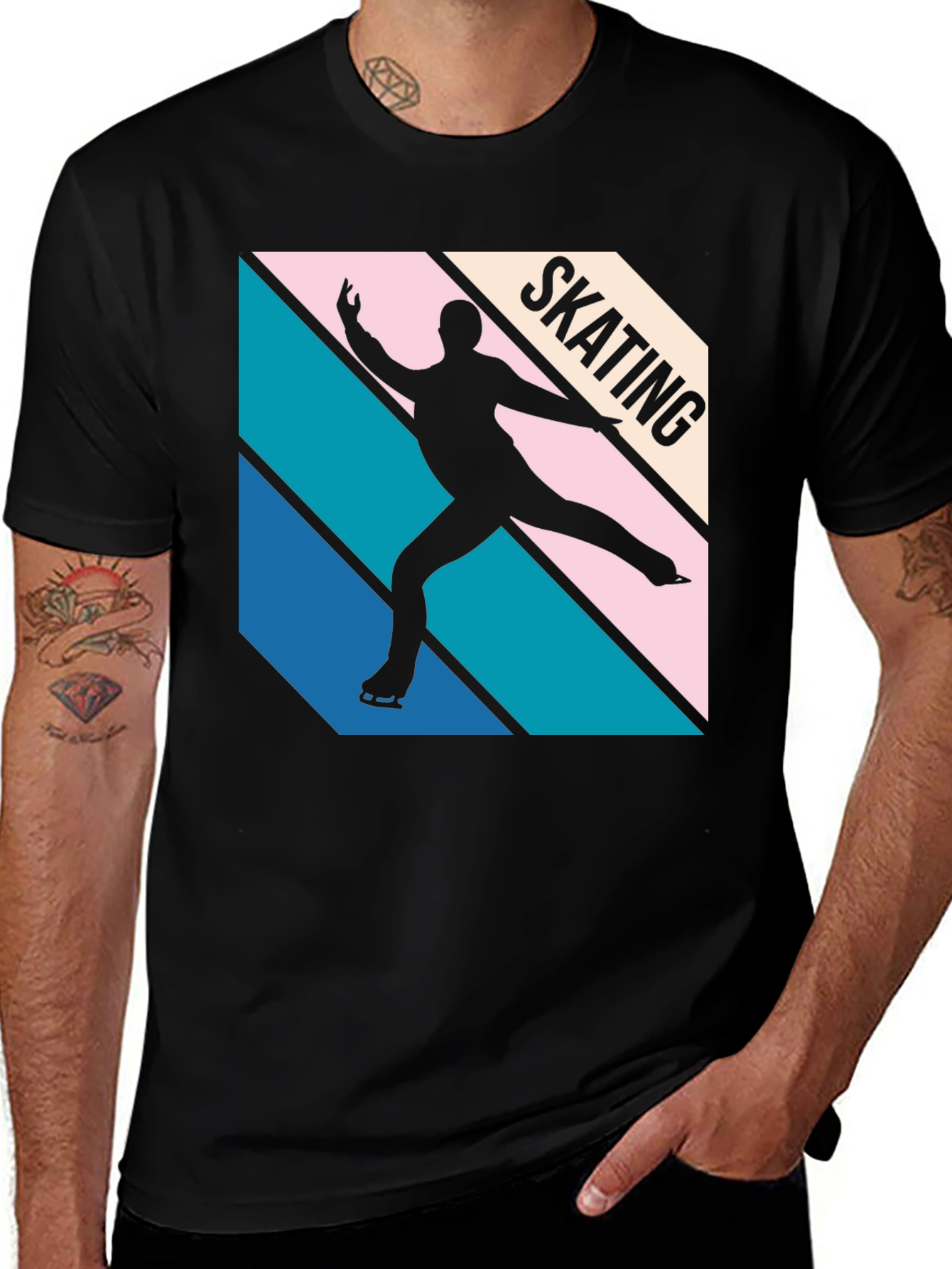 Variant 27 of Retro Skating Graphic Tee - Black Cotton Blend
