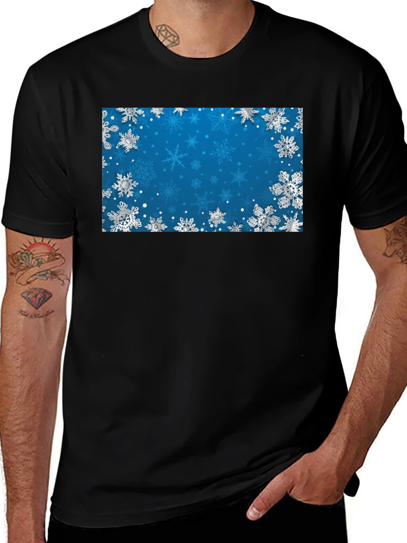 Variant 26 of Snowflake Pattern T-Shirt - Winter Holiday Design