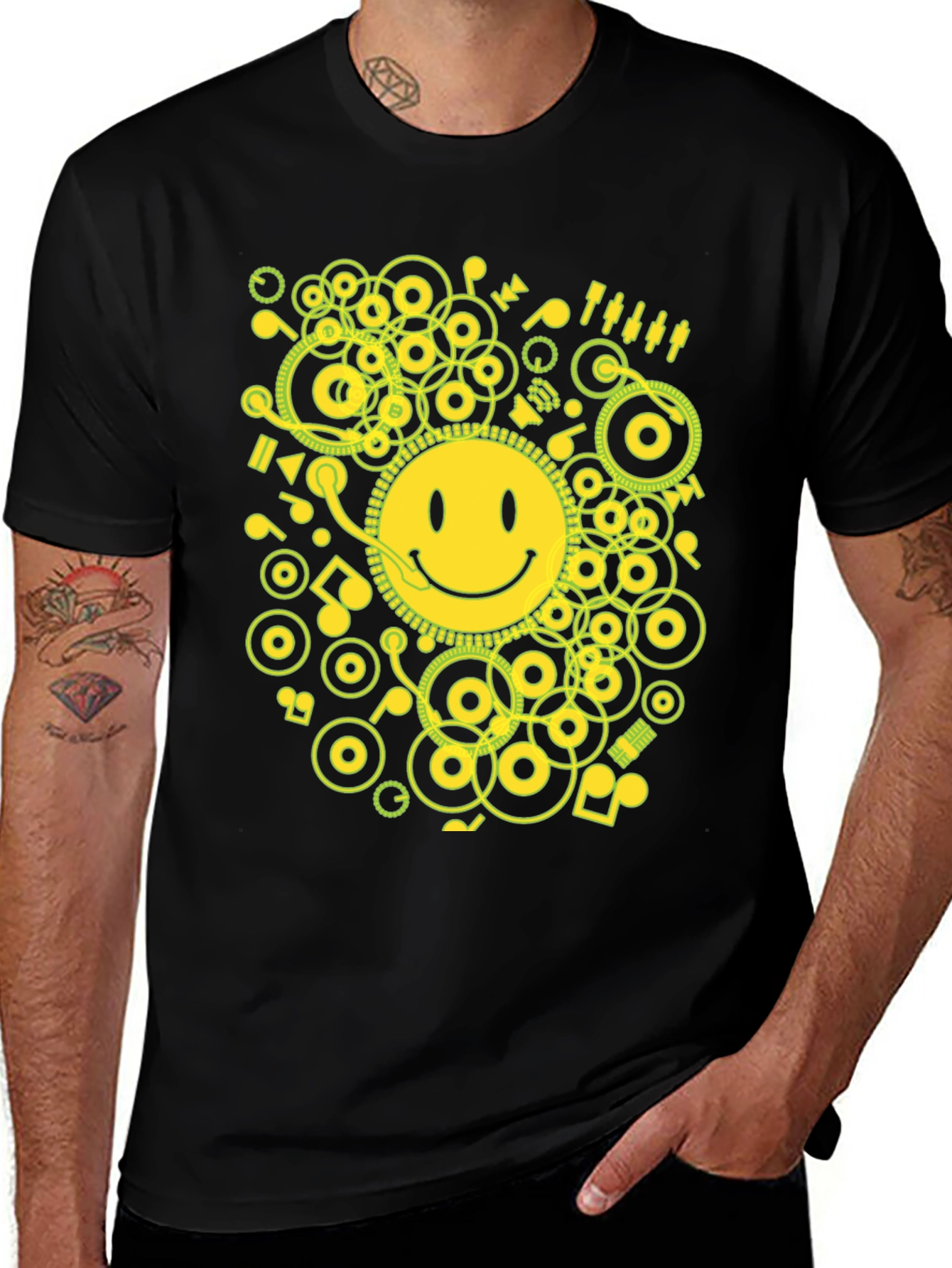 Variant 5 of Smiley Face Graphic T-Shirt - Music Lover